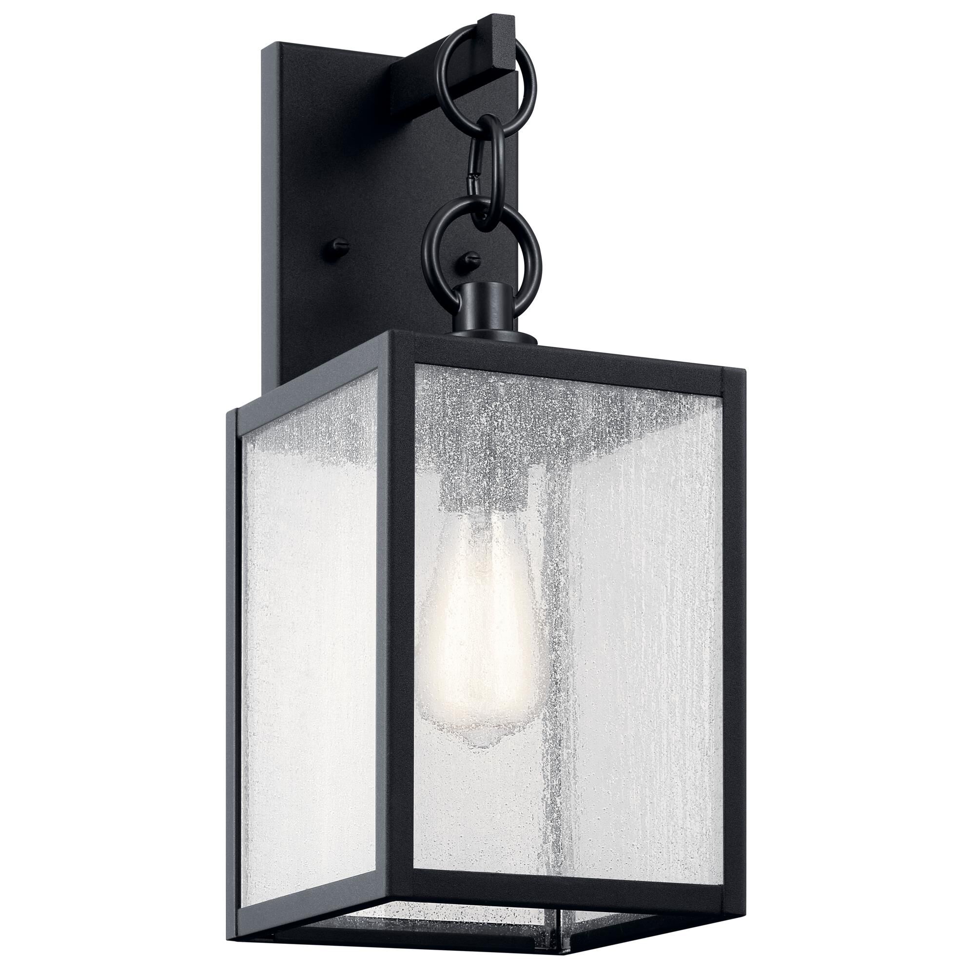 Shown in Black finish and Clear Seeded glass