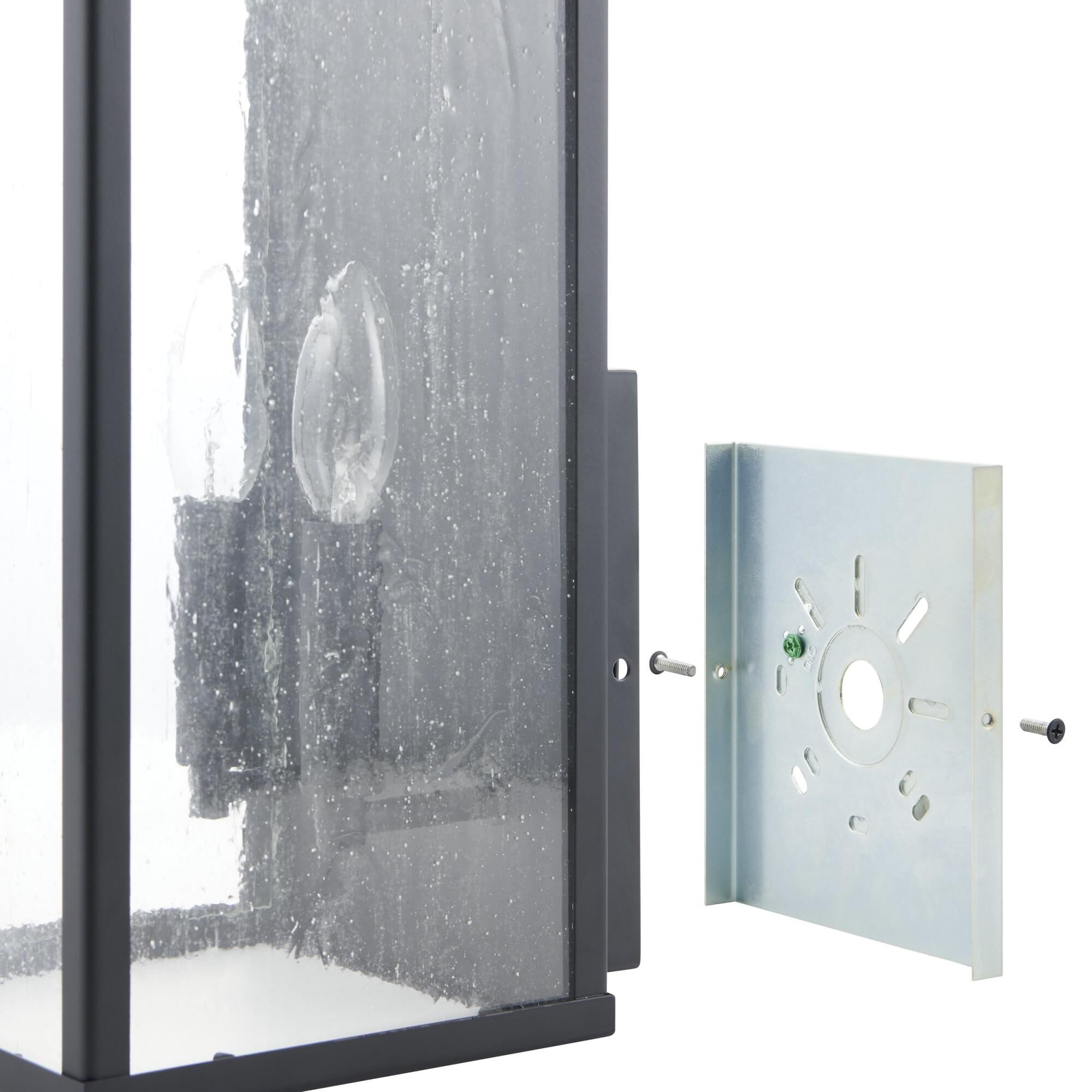 Shown in Matte Black finish and Clear Antique glass