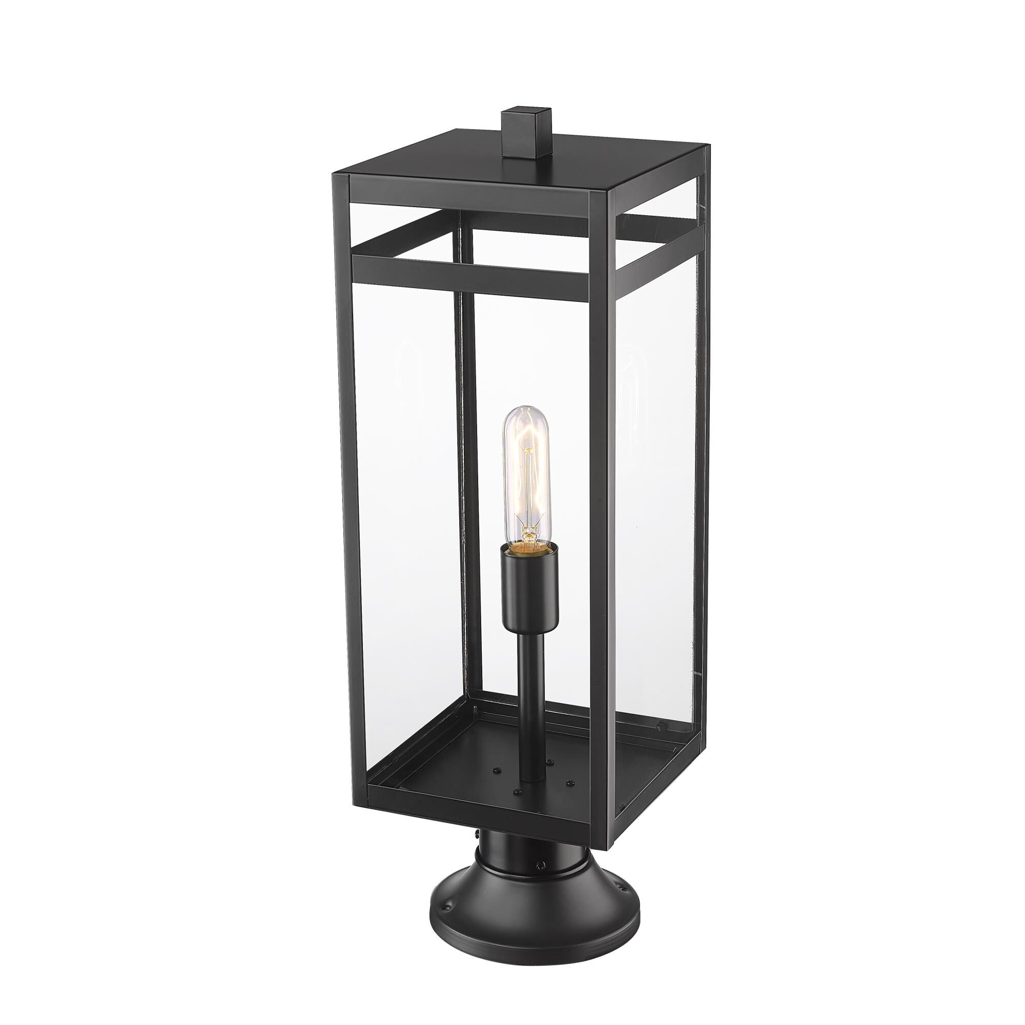 Shown in Black finish and Glass shade