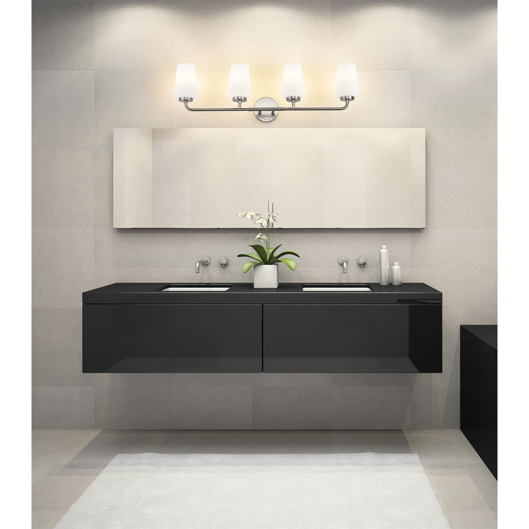 Shown in Brushed Nickel finish and Matte Opal glass and Matte Opal shade