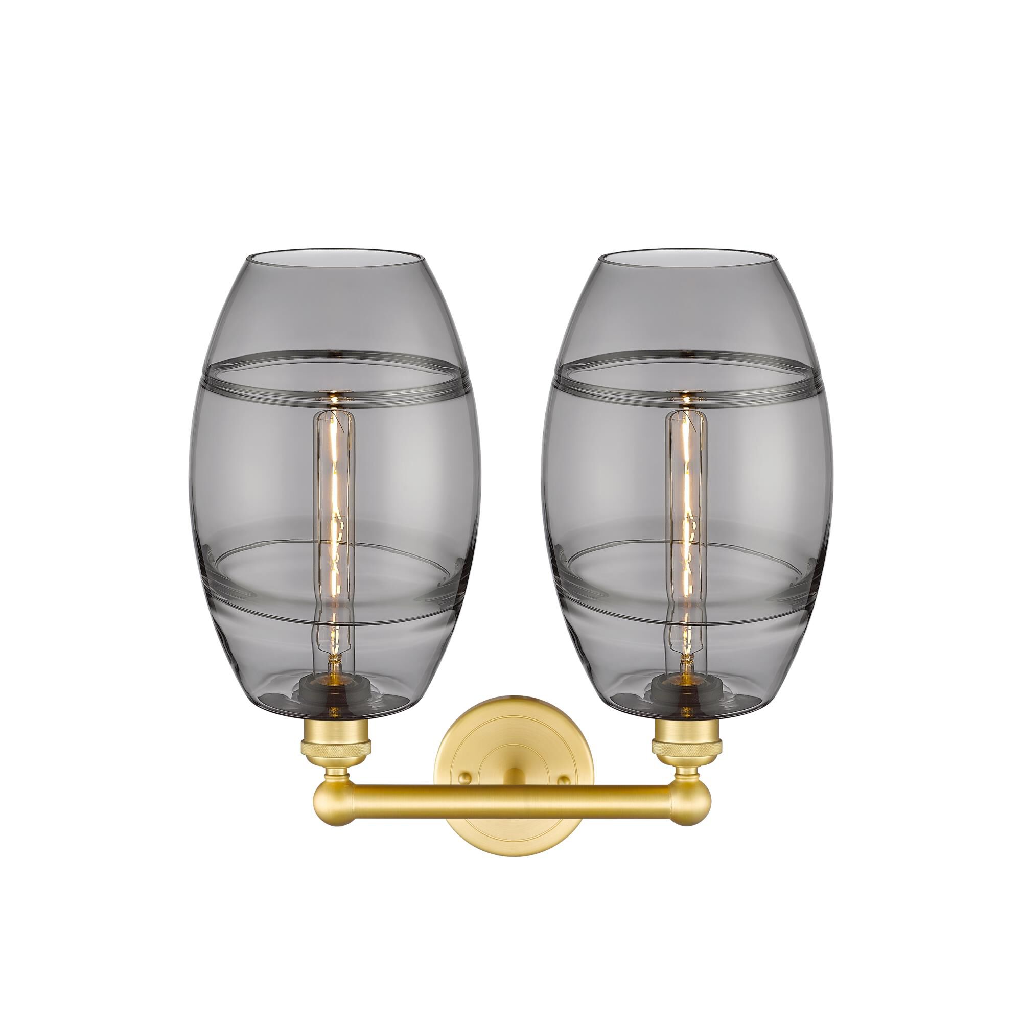 Shown in Satin Gold finish and Light Smoke glass