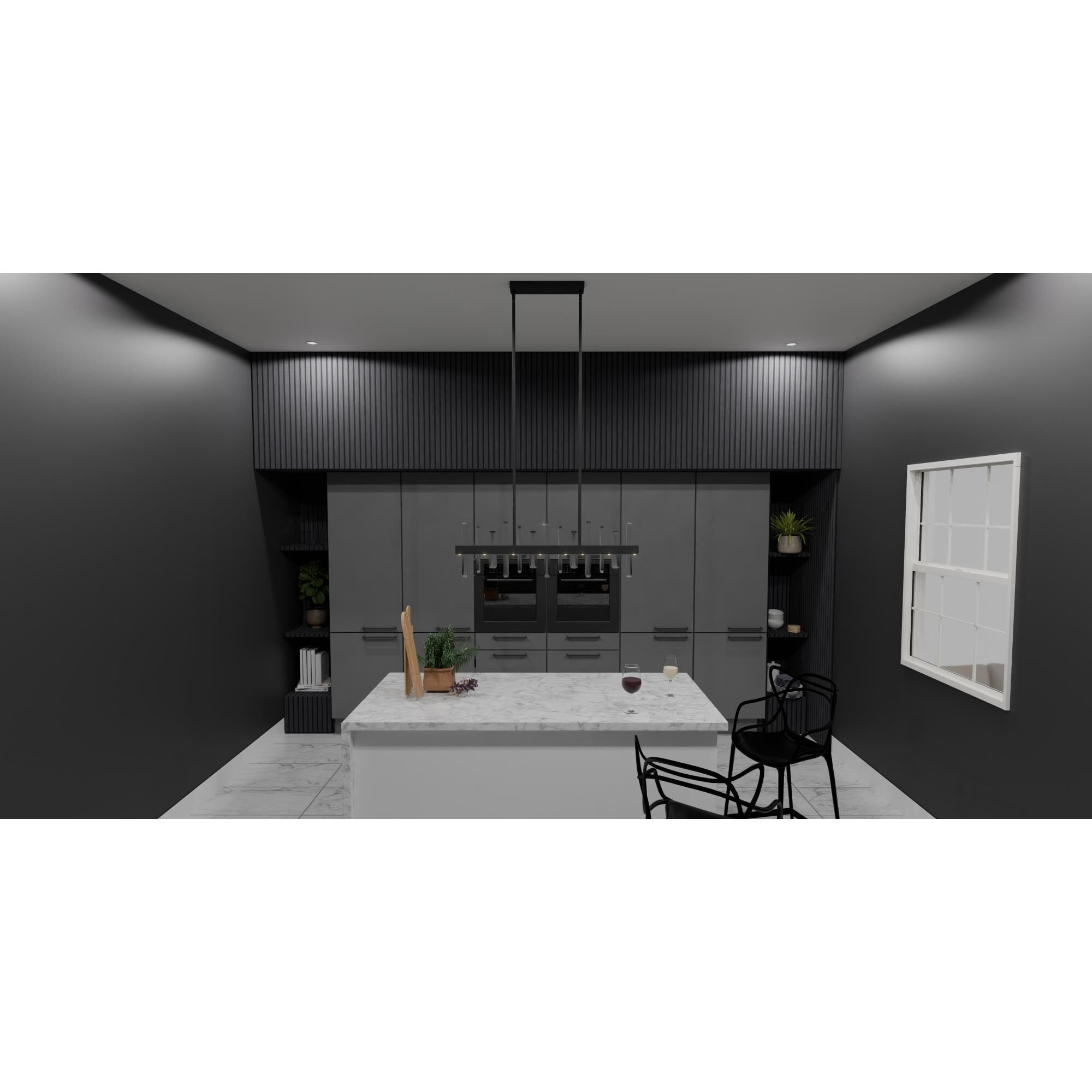 Shown in Matte Black finish and Clear Crystal glass