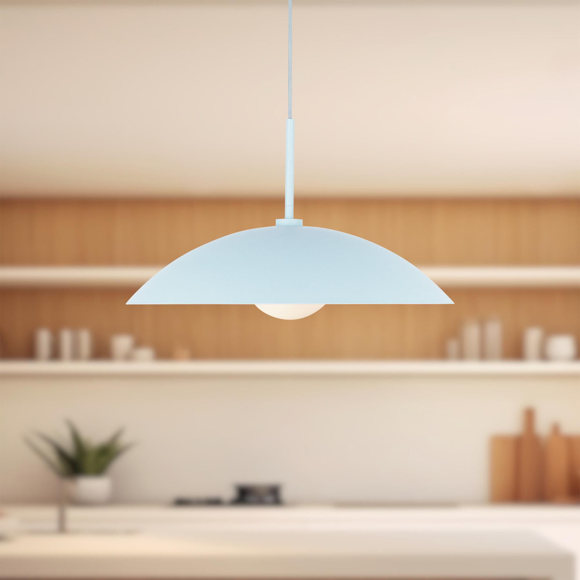 Shown in Cerulean finish and Opal glass