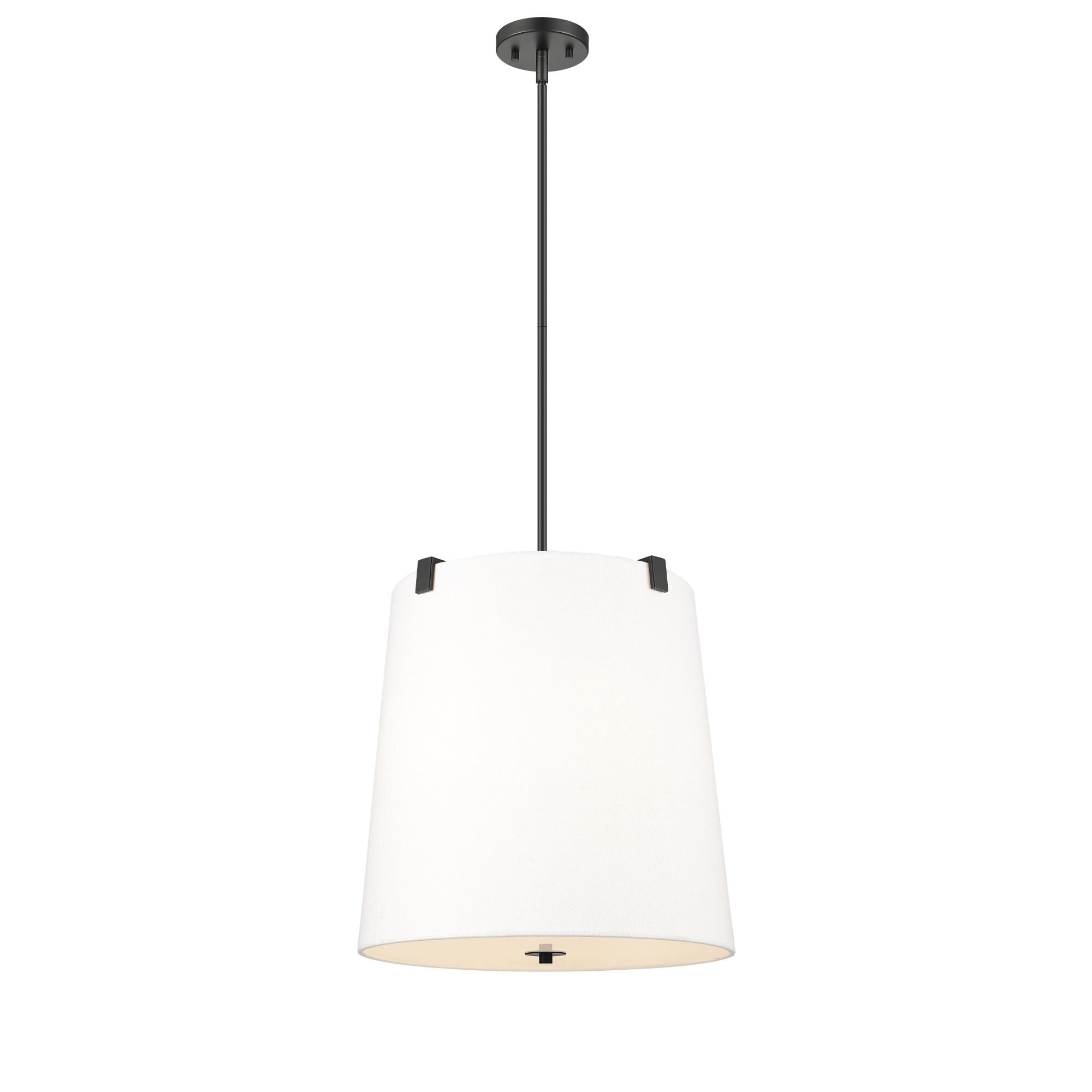 Shown in Matte Black finish and White Linen glass and White Linen shade