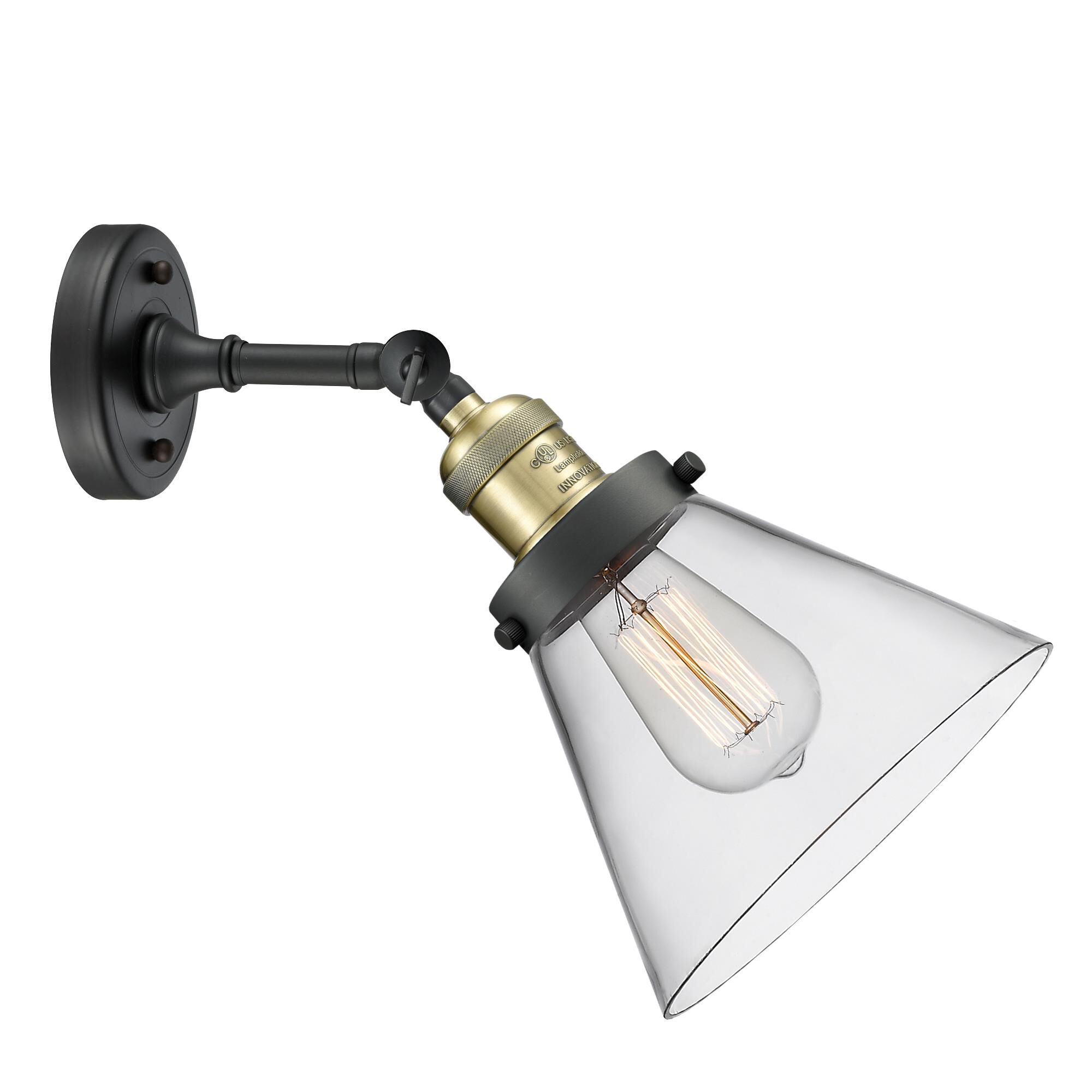 Shown in Black Antique Brass finish and Clear glass and None accent