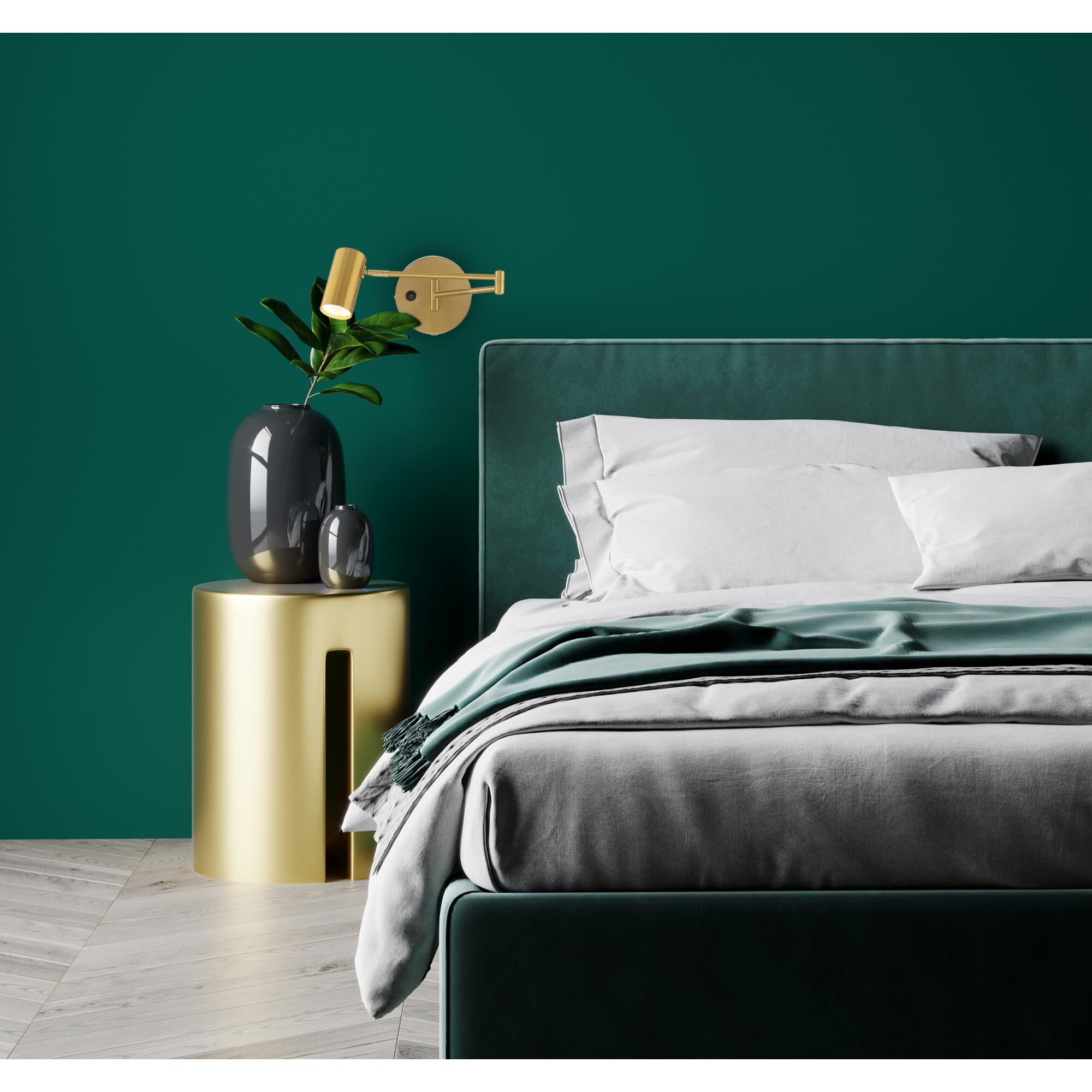 Shown in Antique Brushed Brass finish and Antique Brushed Brass Steel shade