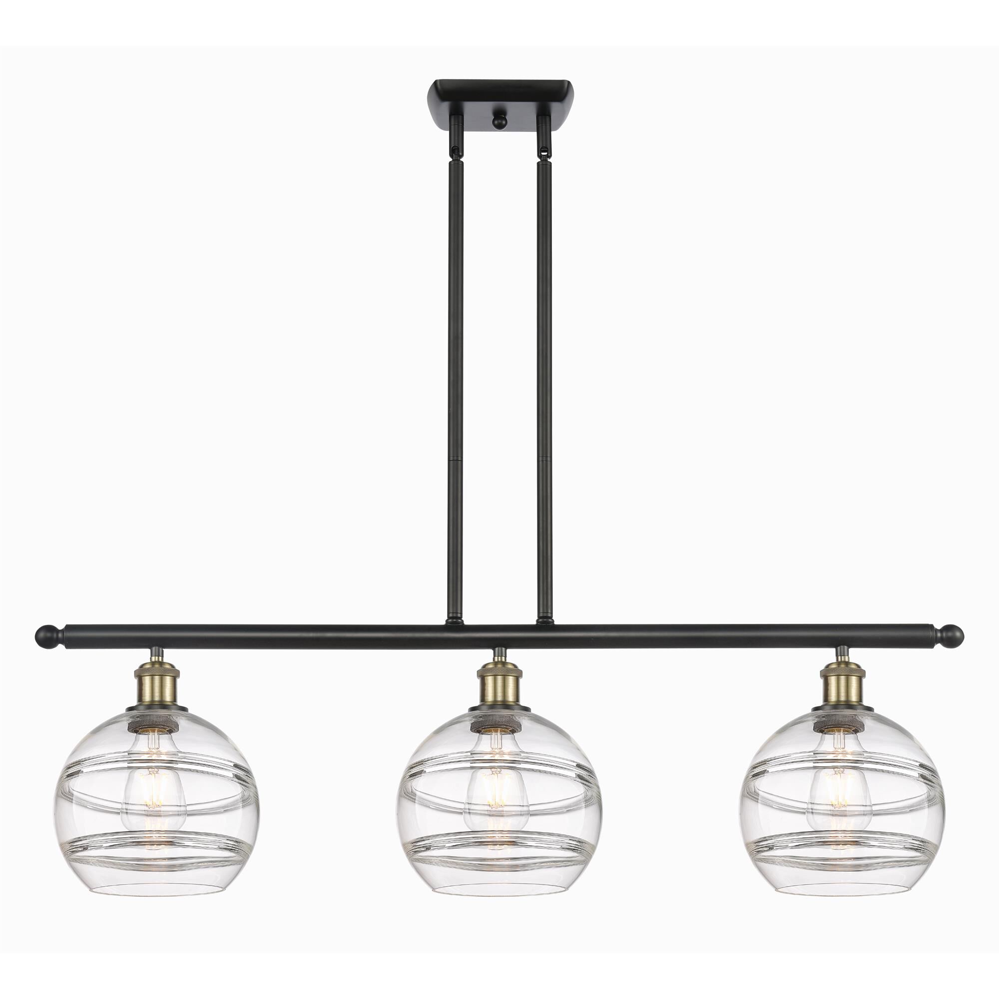 Shown in Black Antique Brass finish and Clear glass