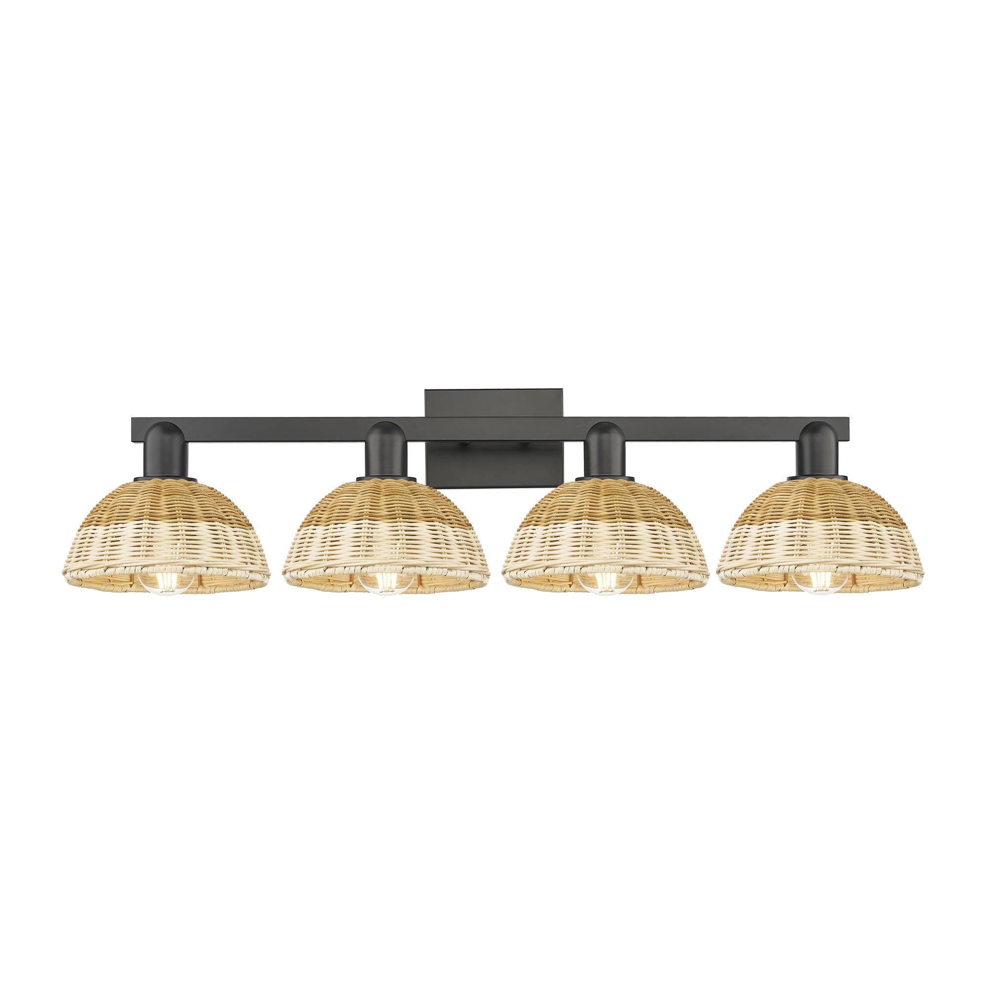Shown in Matte Black finish and Natural Fiber shade