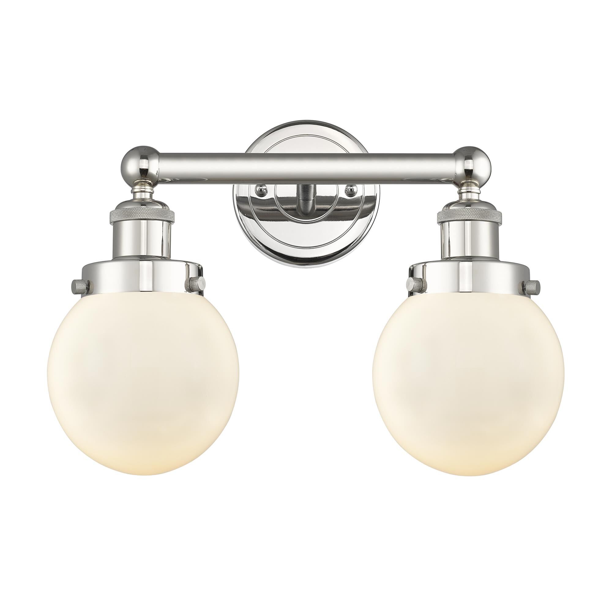 Shown in Polished Nickel finish and Matte White glass