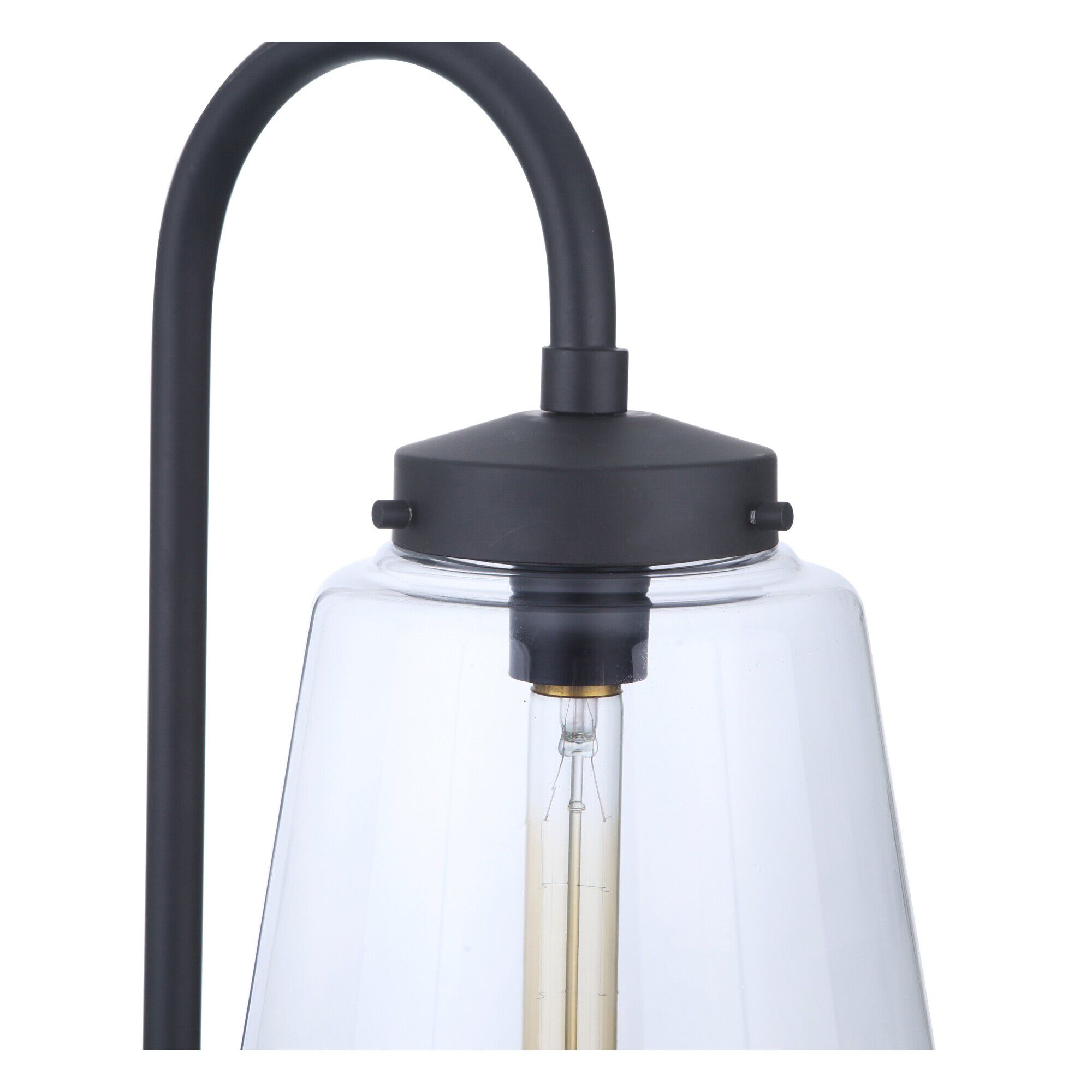 Shown in Midnight finish and Clear glass and Glass shade