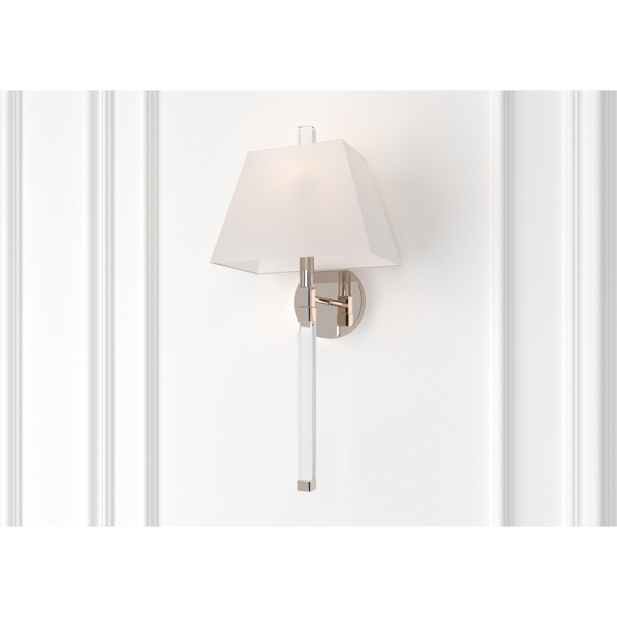 Shown in Polished Nickel finish and Silk glass and White shade