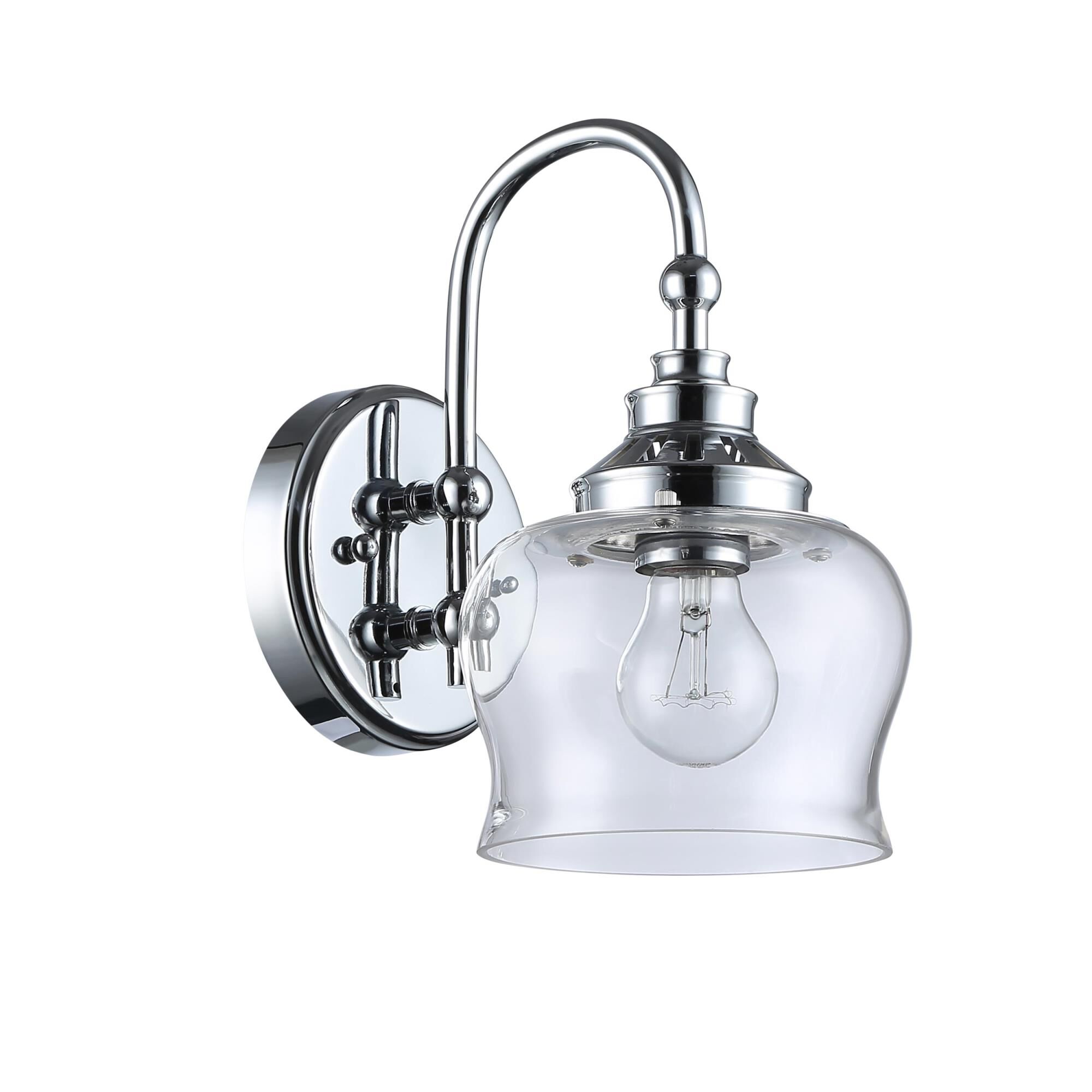 Shown in Chrome finish and Clear glass