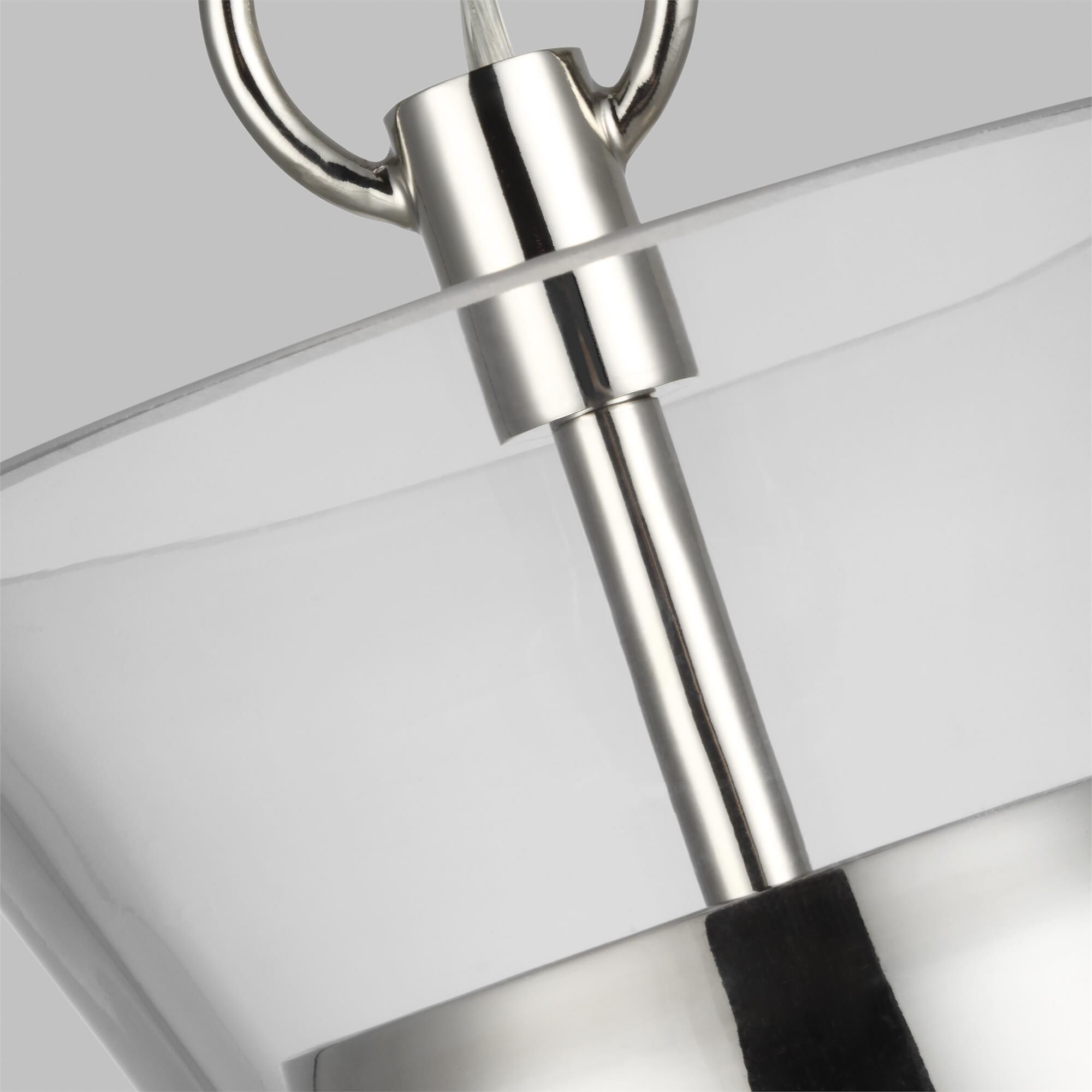 Shown in Polished Nickel finish and Clear glass