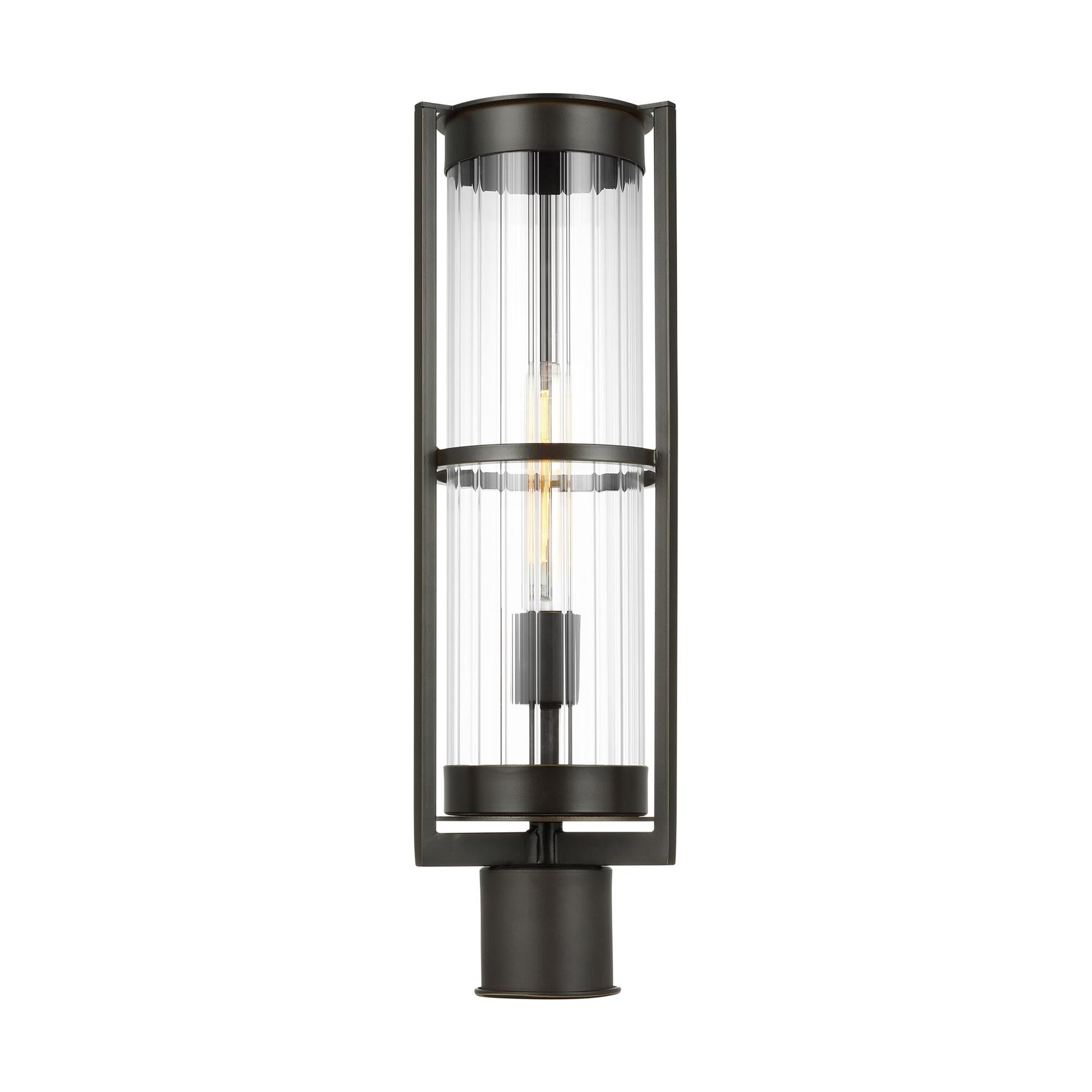 Shown in Antique Bronze finish and Clear Fluted glass and Clear Fluted Glass shade