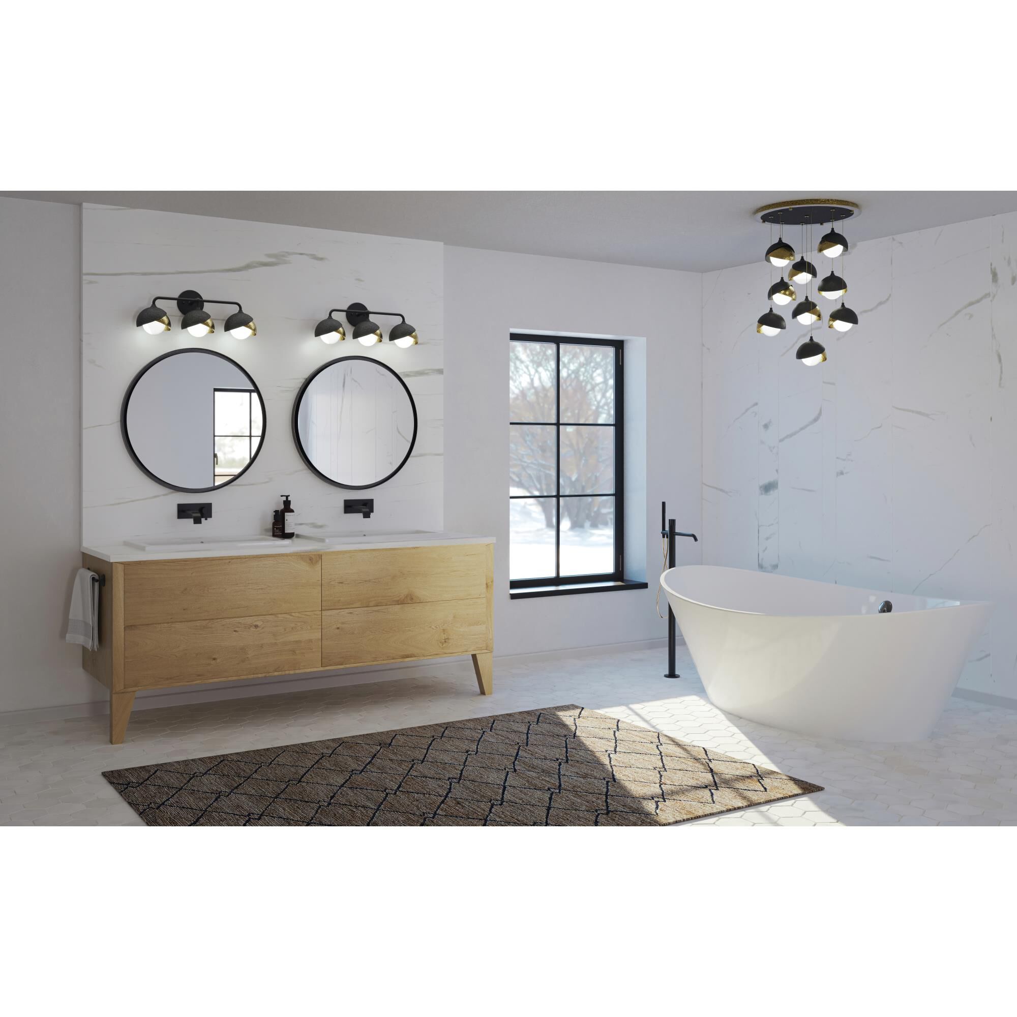 Shown in Black finish and Opal glass and Sterling accent