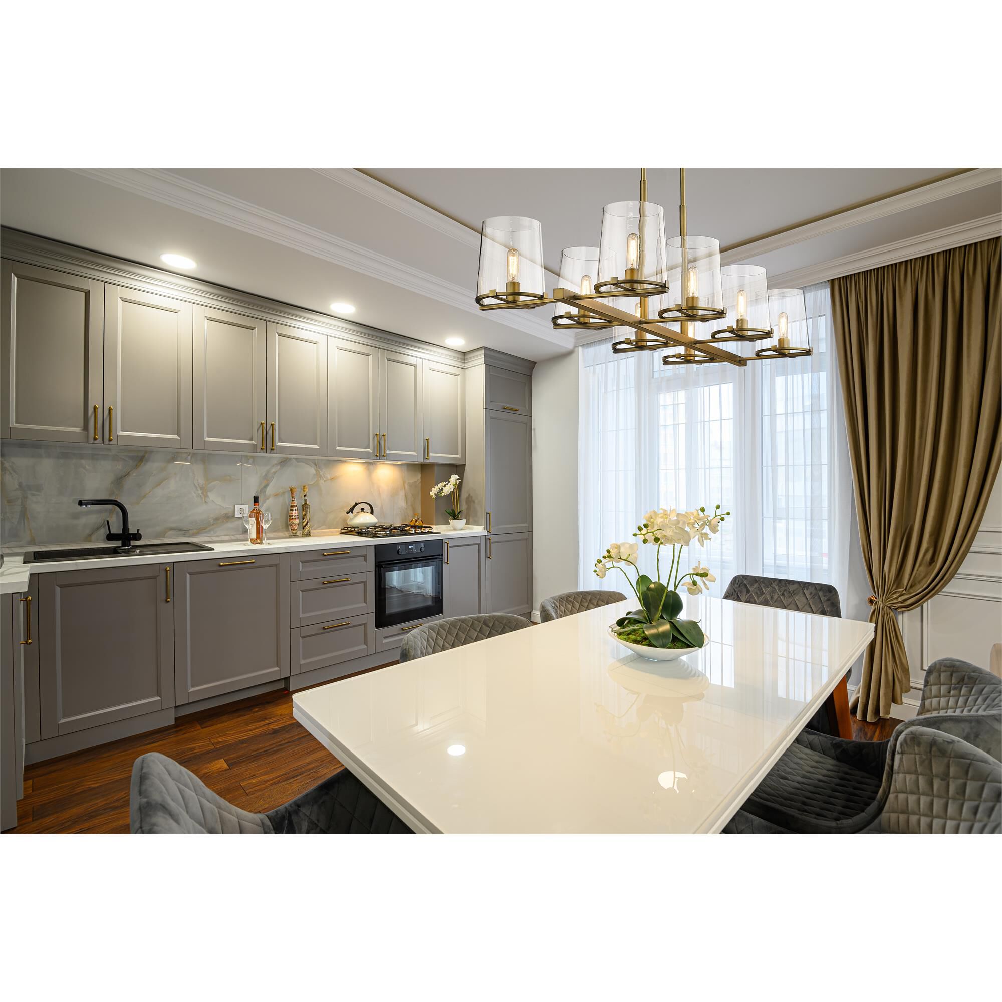Shown in Rubbed Brass finish and Clear glass and No Shade shade