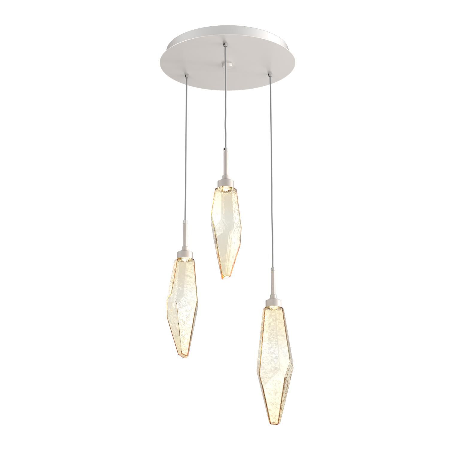 Shown in Metallic Beige Silver finish and Chilled Amber glass