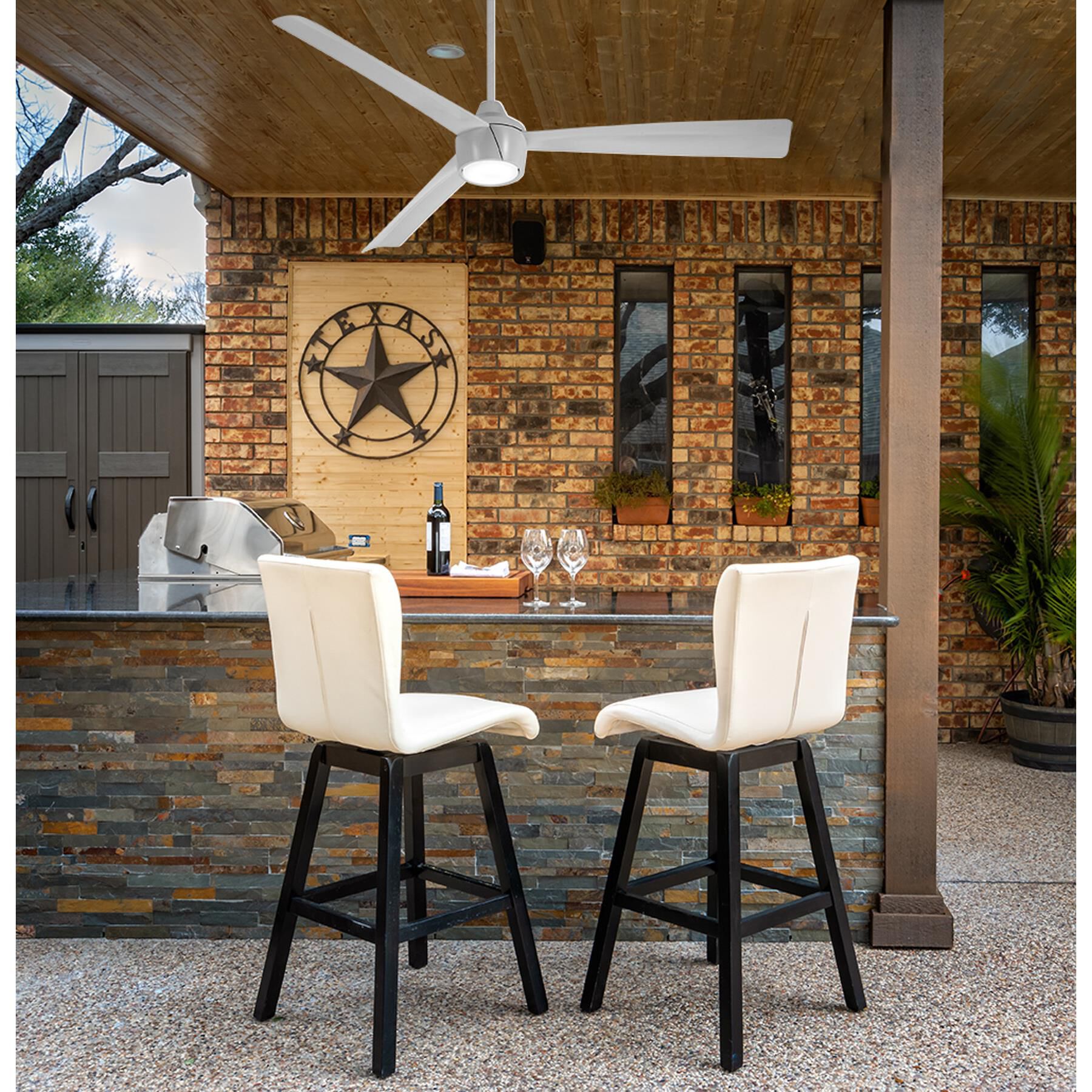 Skinnie Outdoor Rated 56 Inch Ceiling Fan with Light Kit by Minka Aire