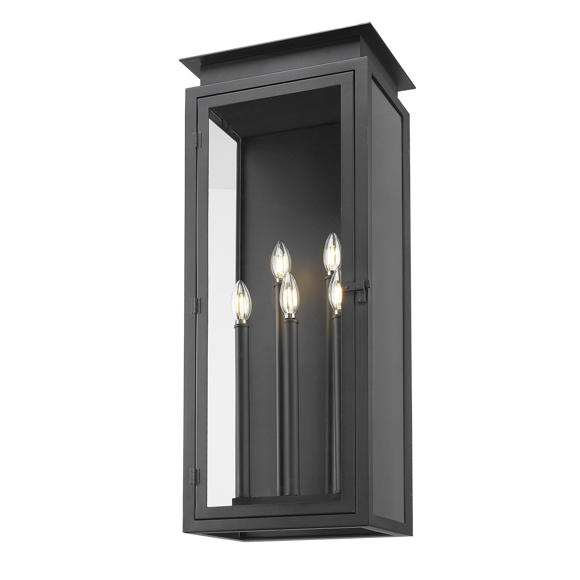 Shown in Black finish and Clear glass and Clear shade