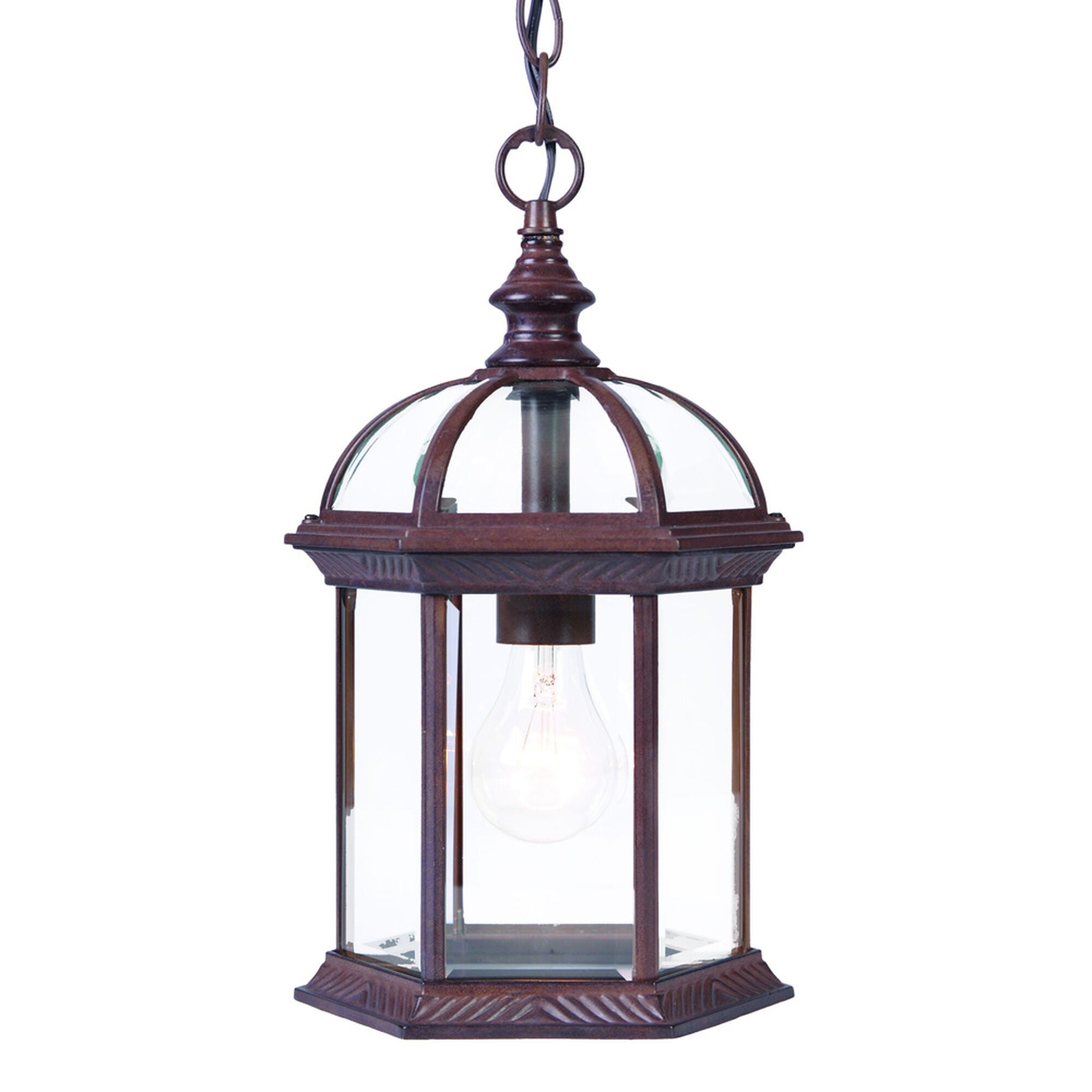 Shown in Burled Walnut finish and Clear glass and Clear Beveled Glass Panes shade