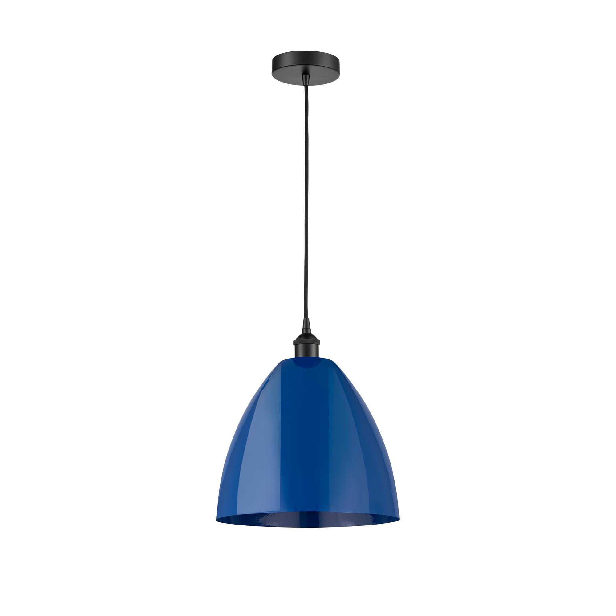 Shown in Matte Black finish and Blue Plymouth Dome shade