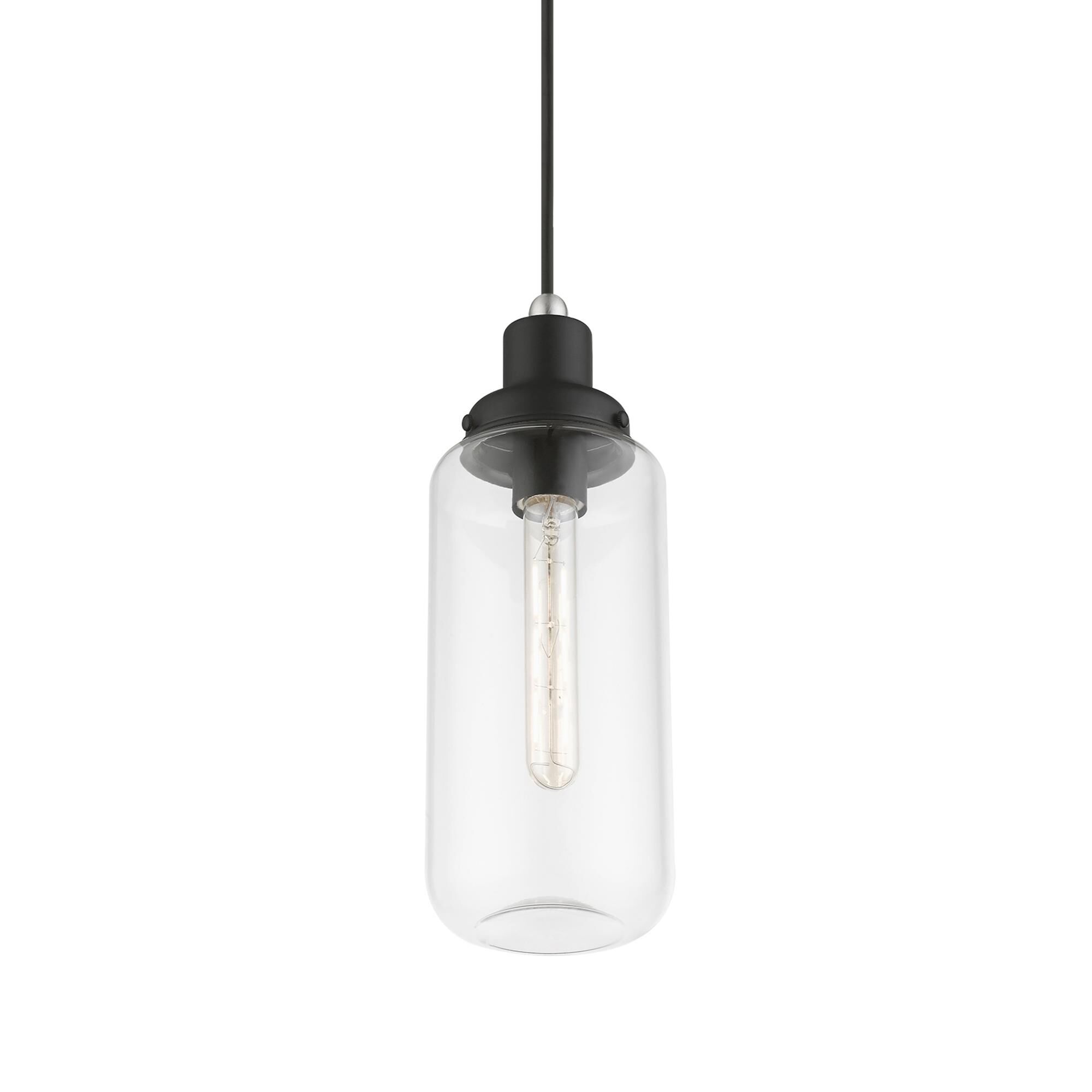 Shown in Black with Brushed Nickel Accent finish and Clear glass