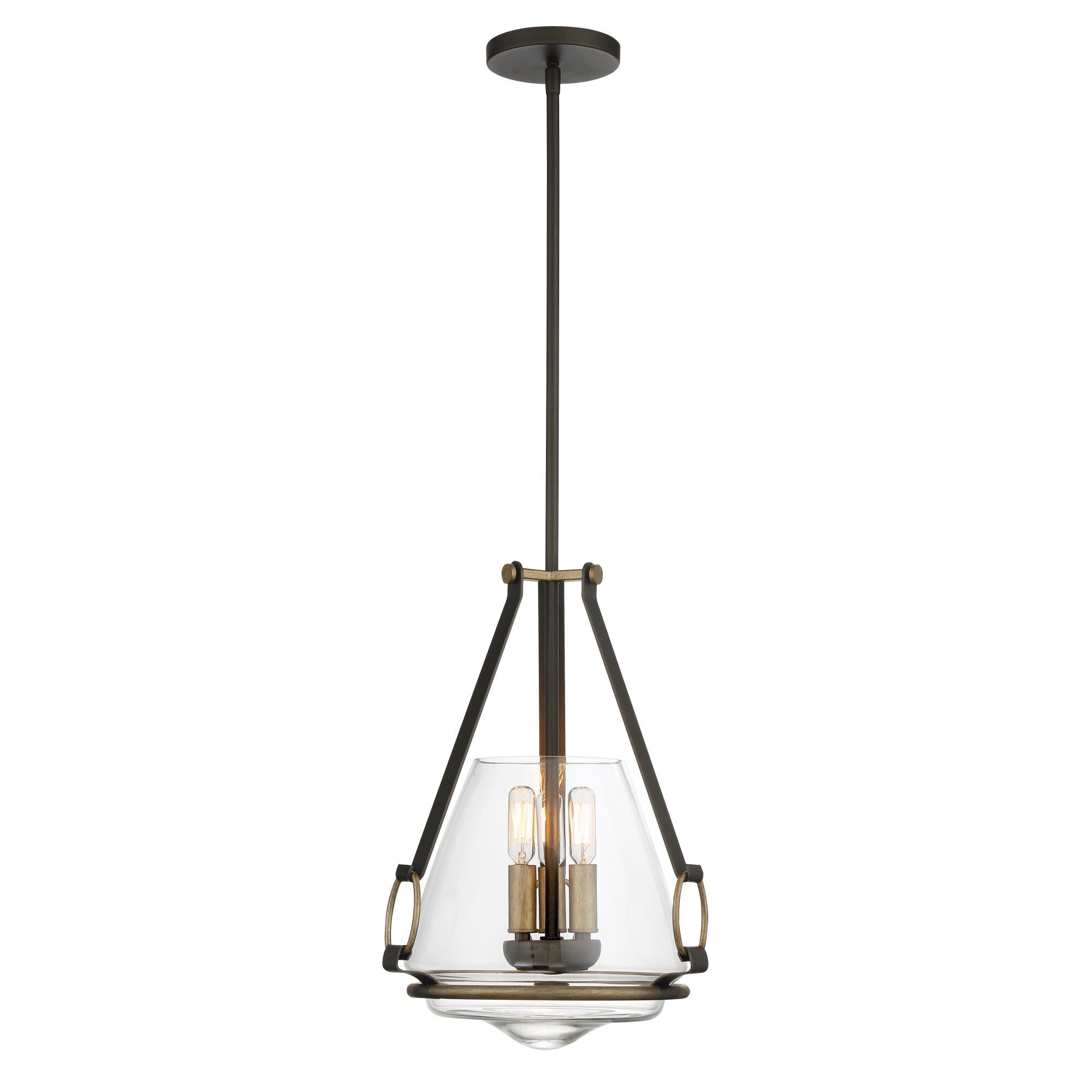 Shown in Smoked Iron W/Aged Gold finish and Clear glass and Clear Glass shade