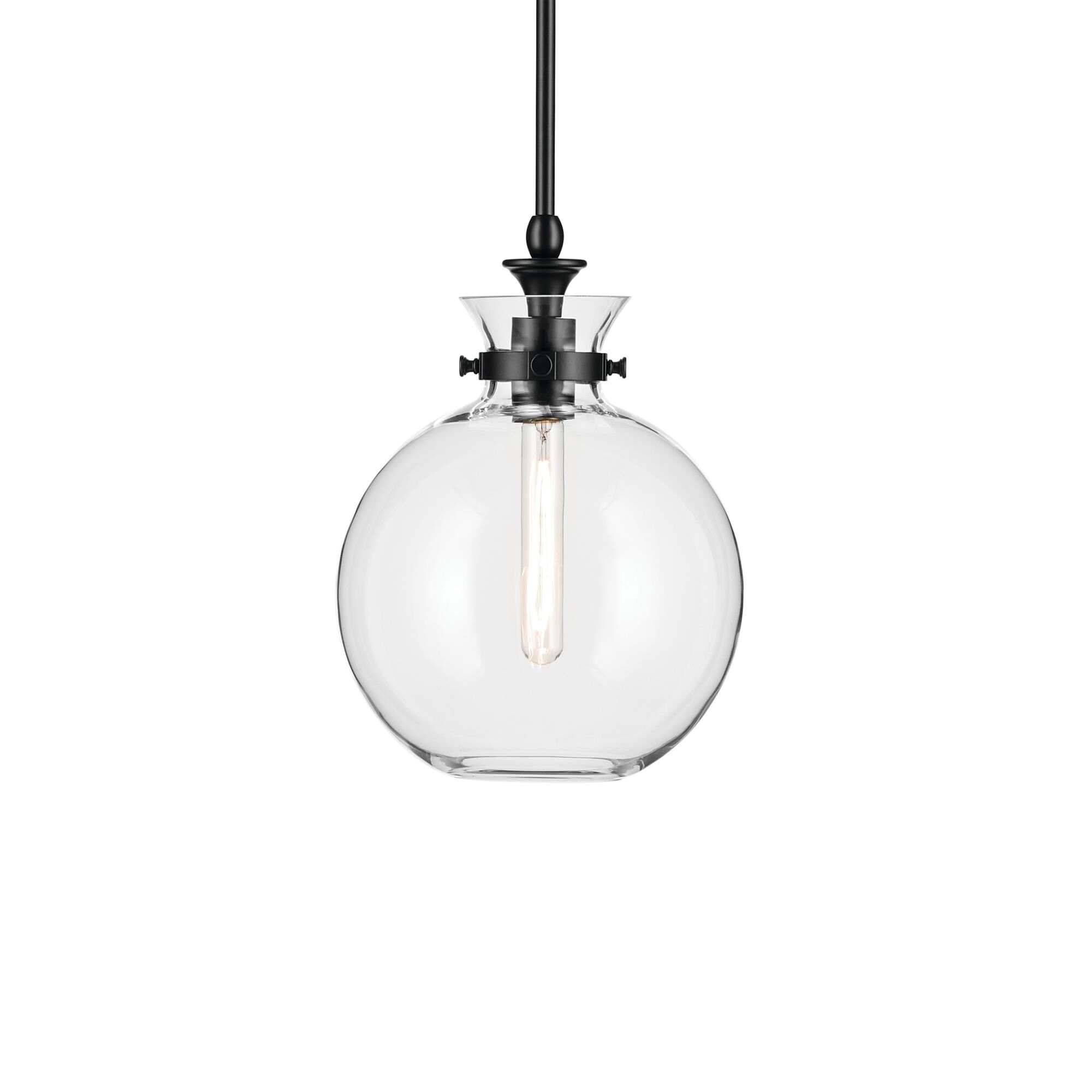 Shown in Black finish and Clear glass
