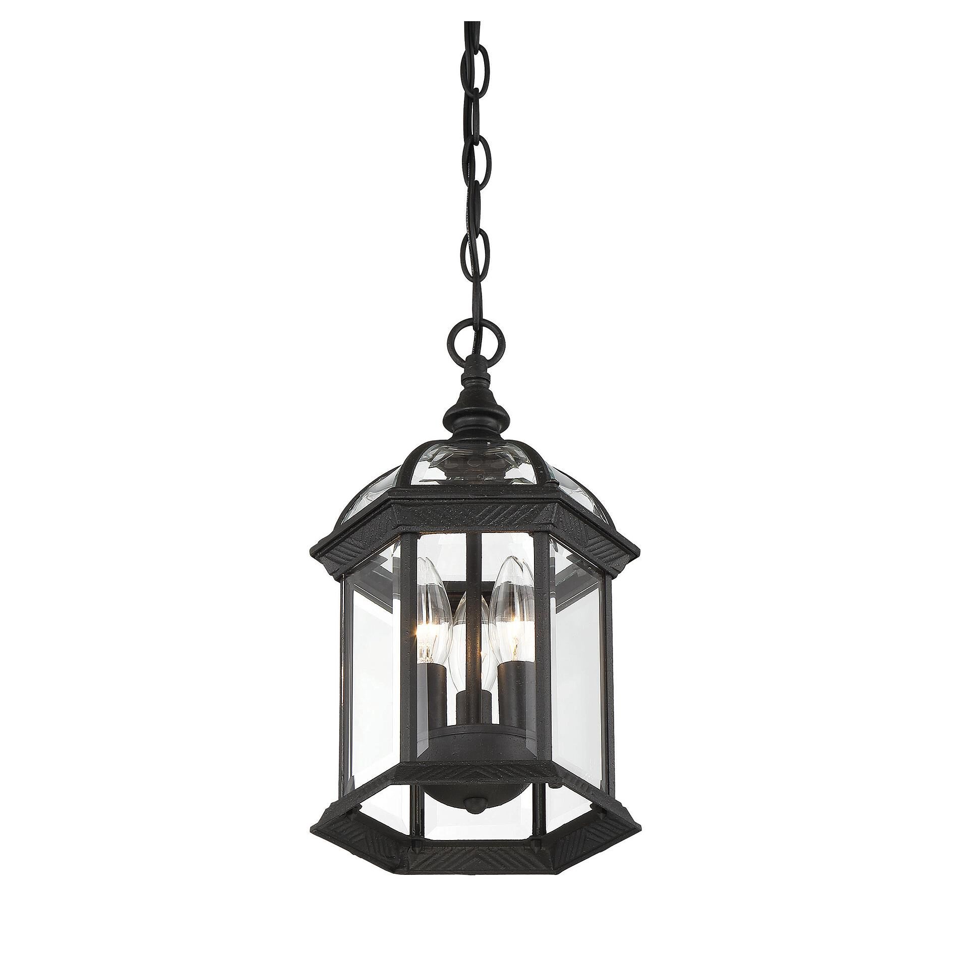 Kensington 13 Inch Tall 3 Light Outdoor Hanging Lantern by Savoy House