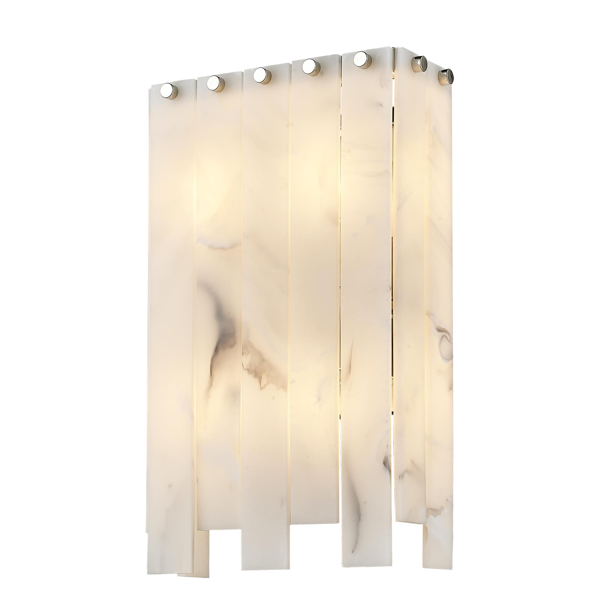 Shown in Polished Nickel finish and Alabaster Resin shade