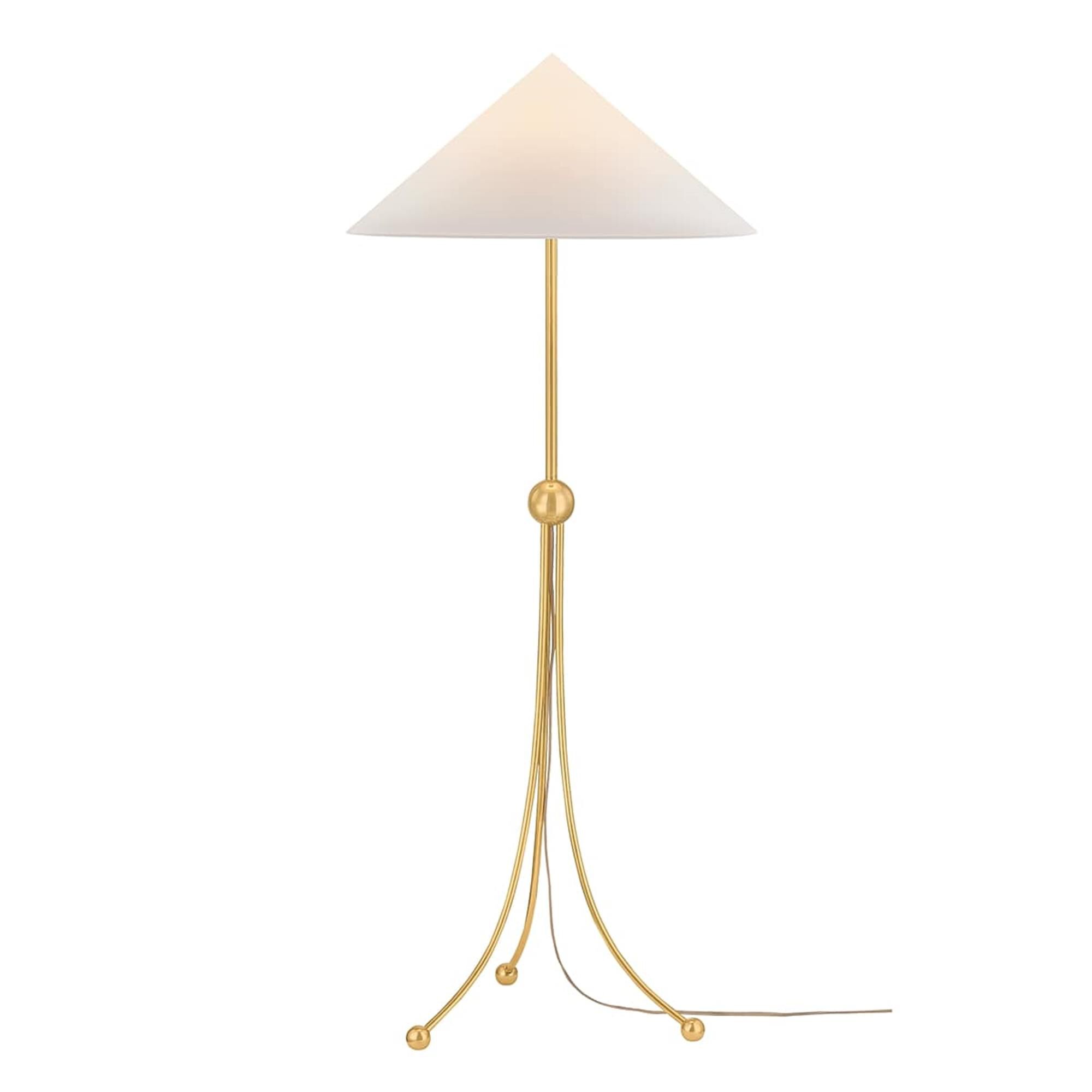 Shown in Aged Brass finish and Cotton shade