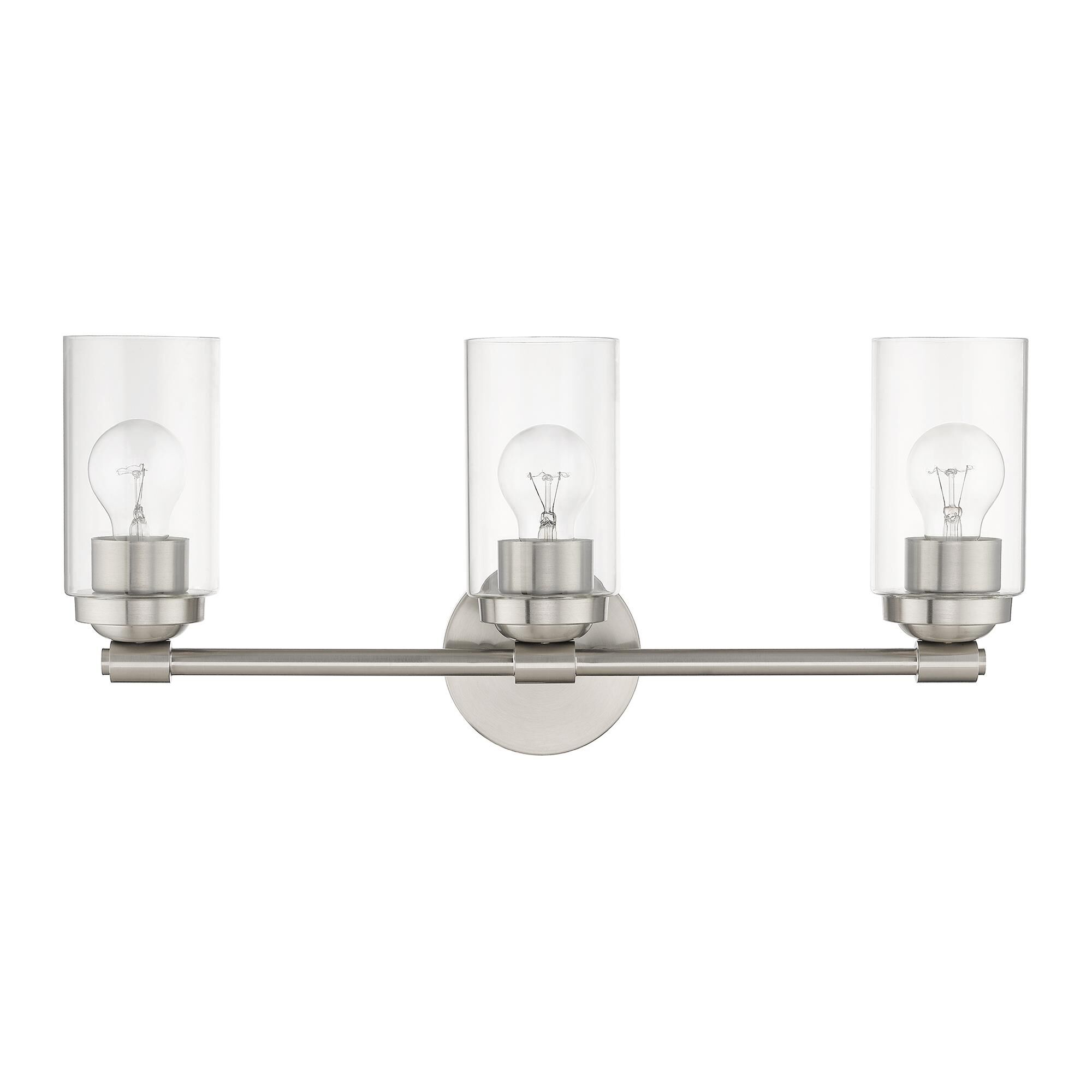 Shown in Brushed Nickel finish and Hand Blown Clear  glass