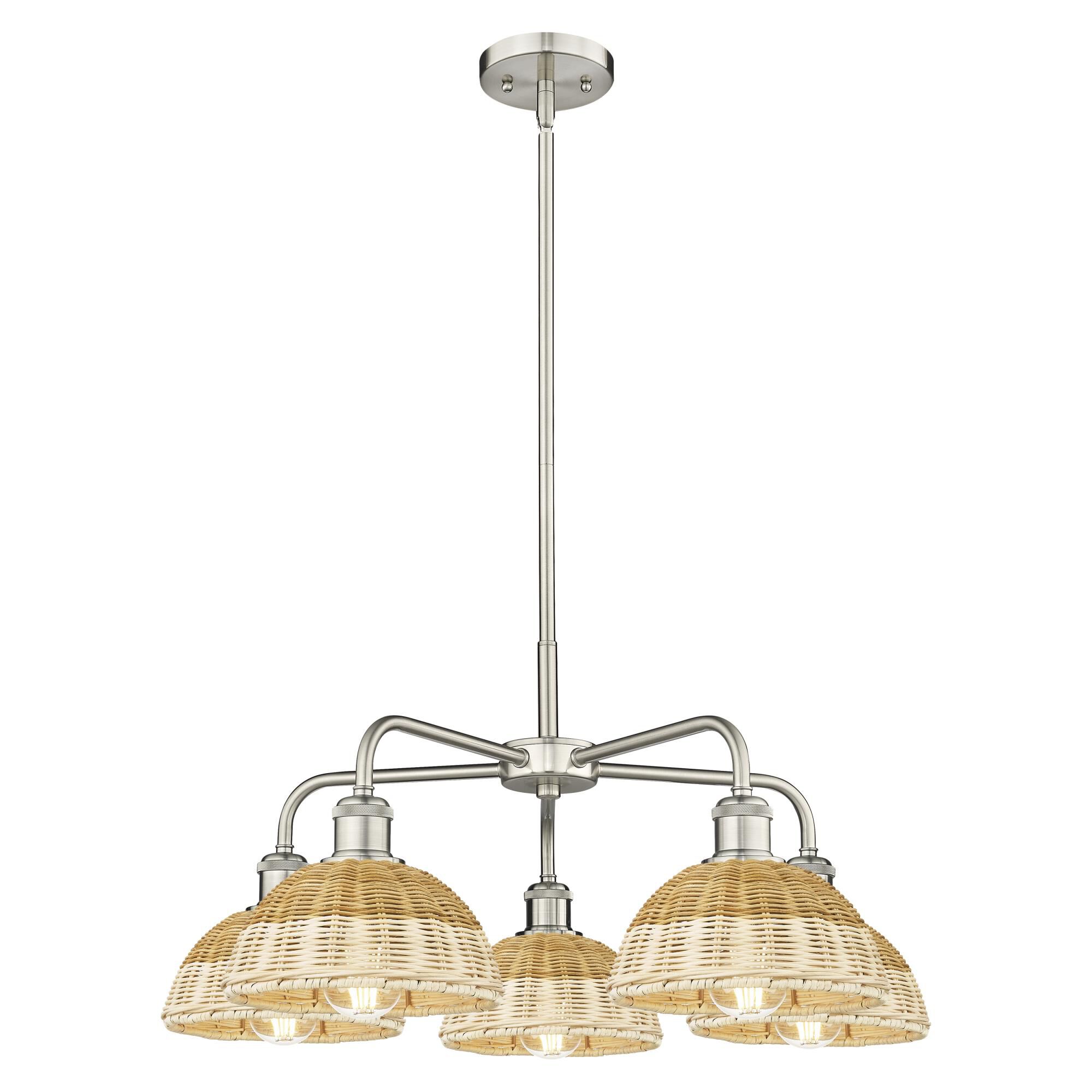 Shown in Satin Nickel finish and Natural shade