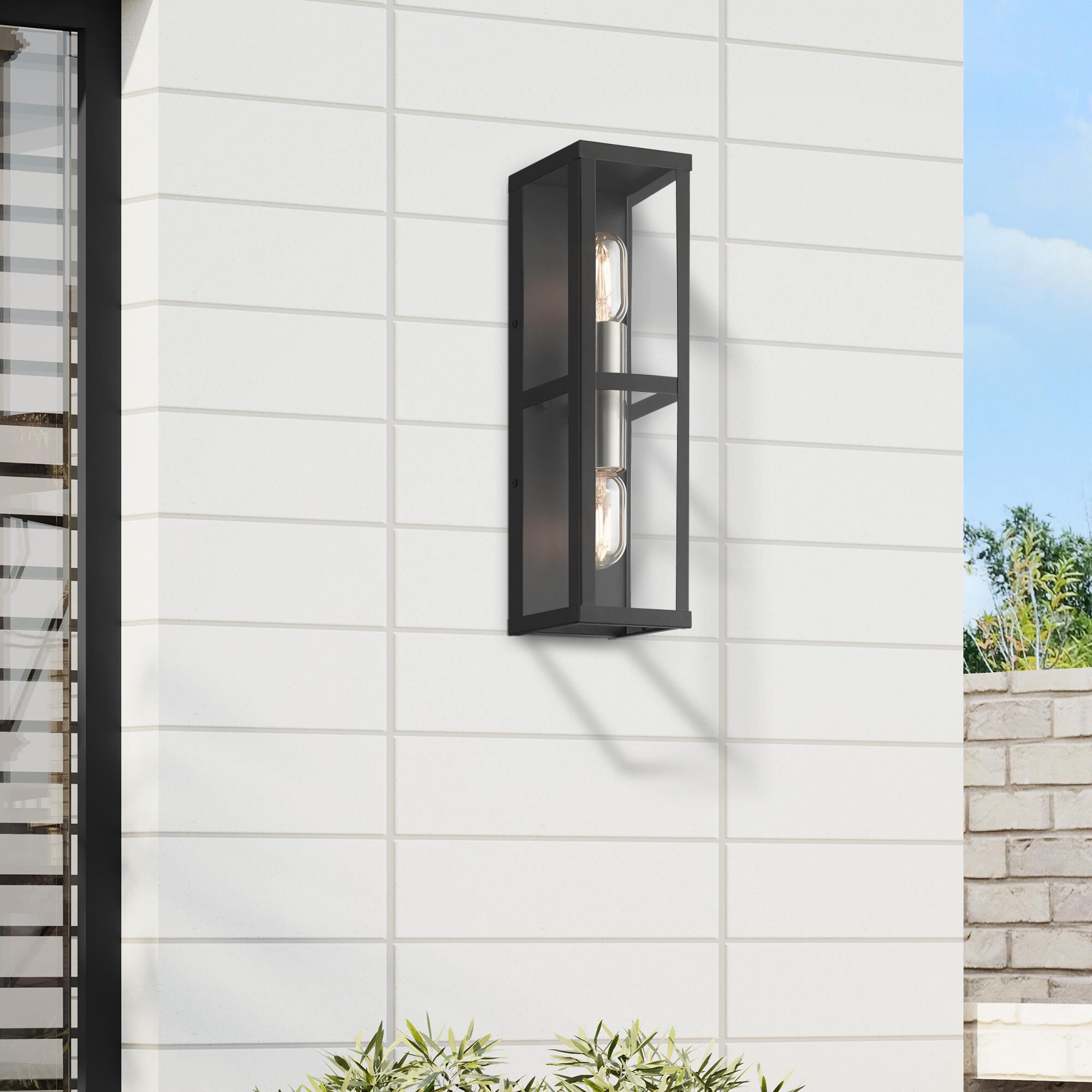 Shown in Black With Brushed Nickel Accents finish and Clear glass