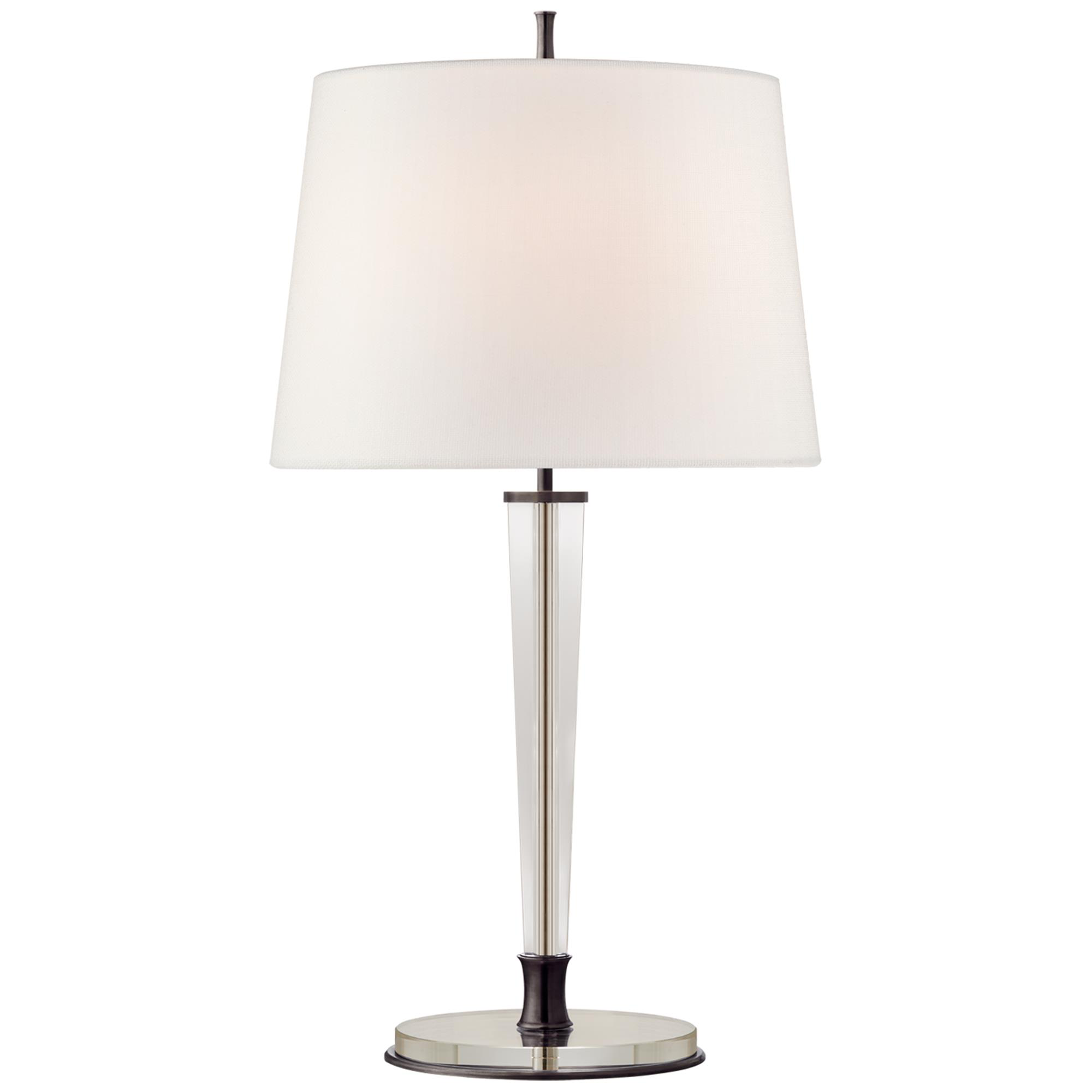 Shown in Bronze And Crystal finish and Linen shade