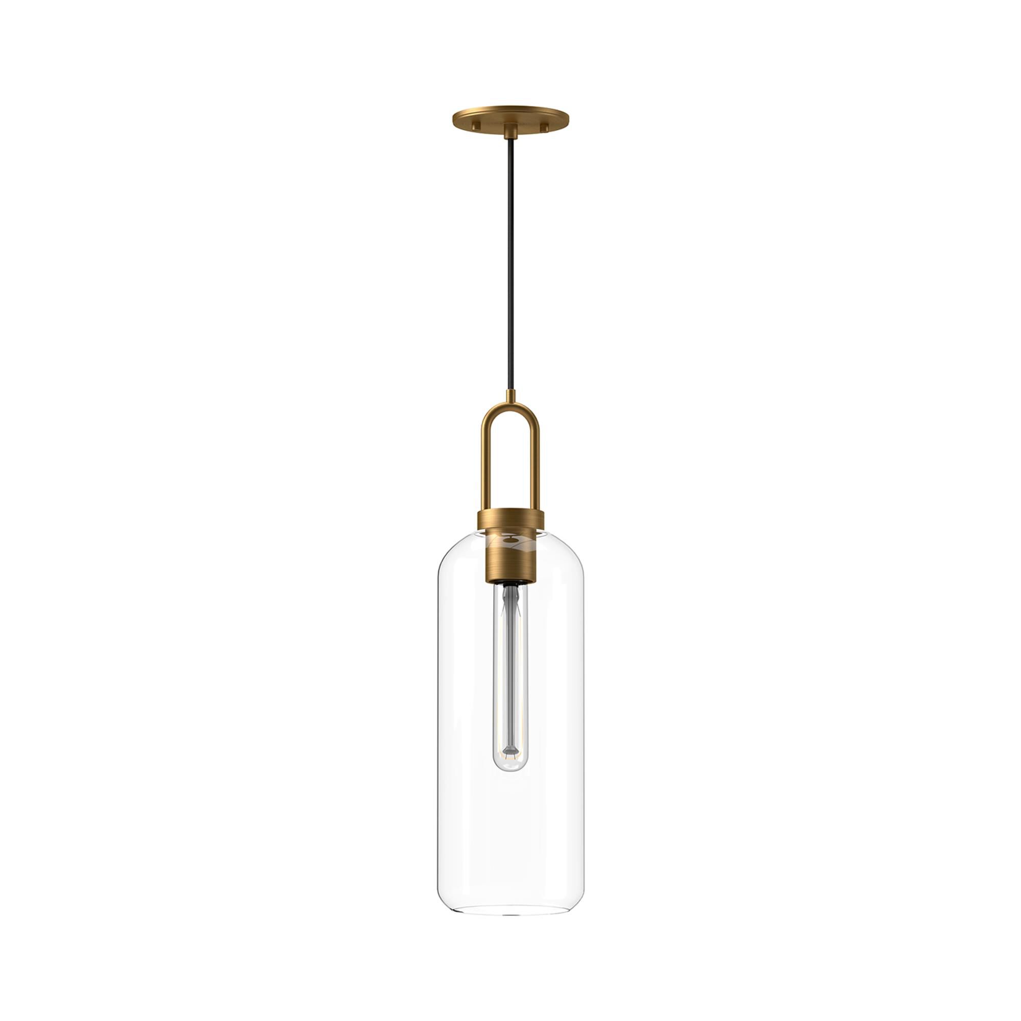 Shown in Aged Gold finish and Clear glass