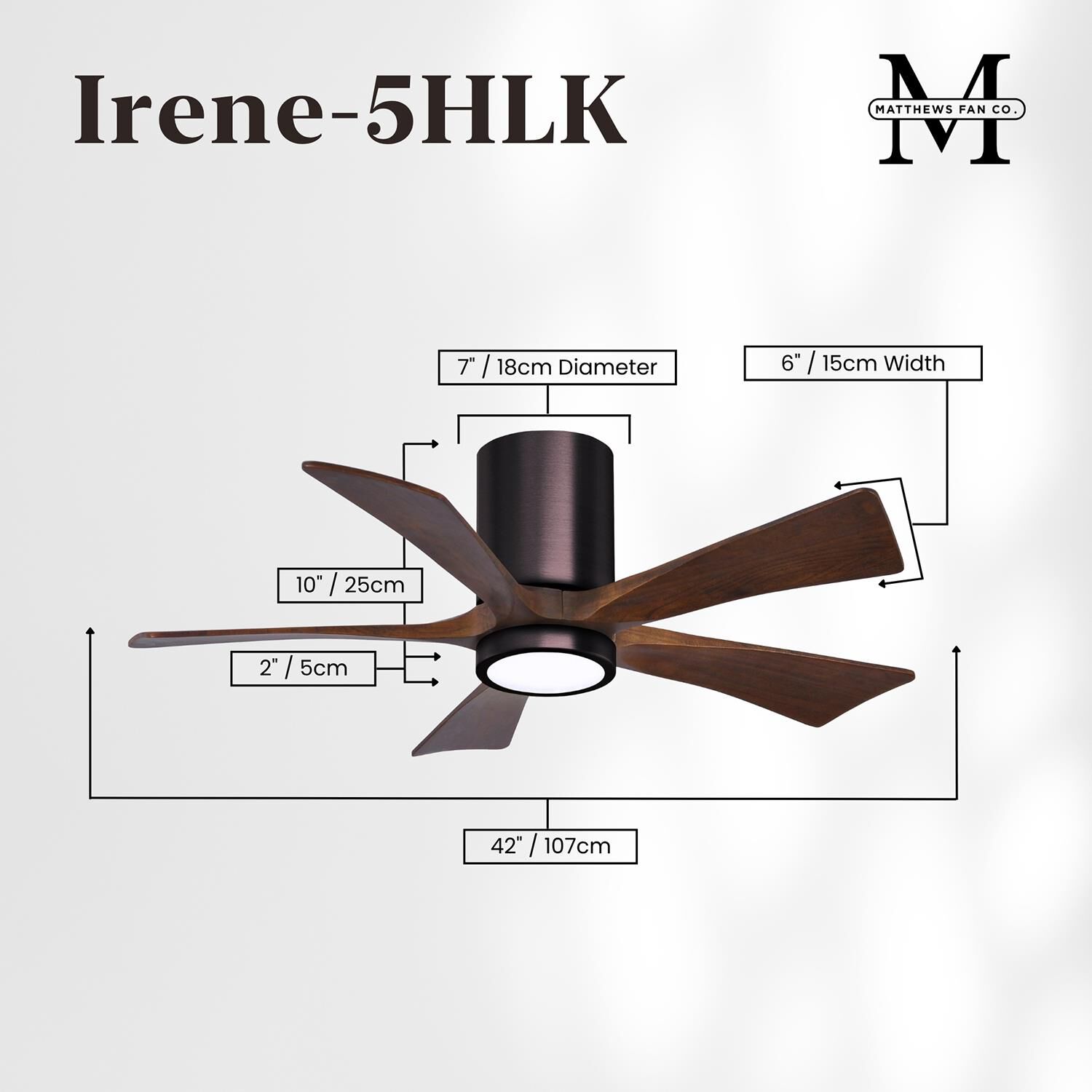Irene 42 Inch Flush Mount Fan with Light Kit by Matthews Fan Company