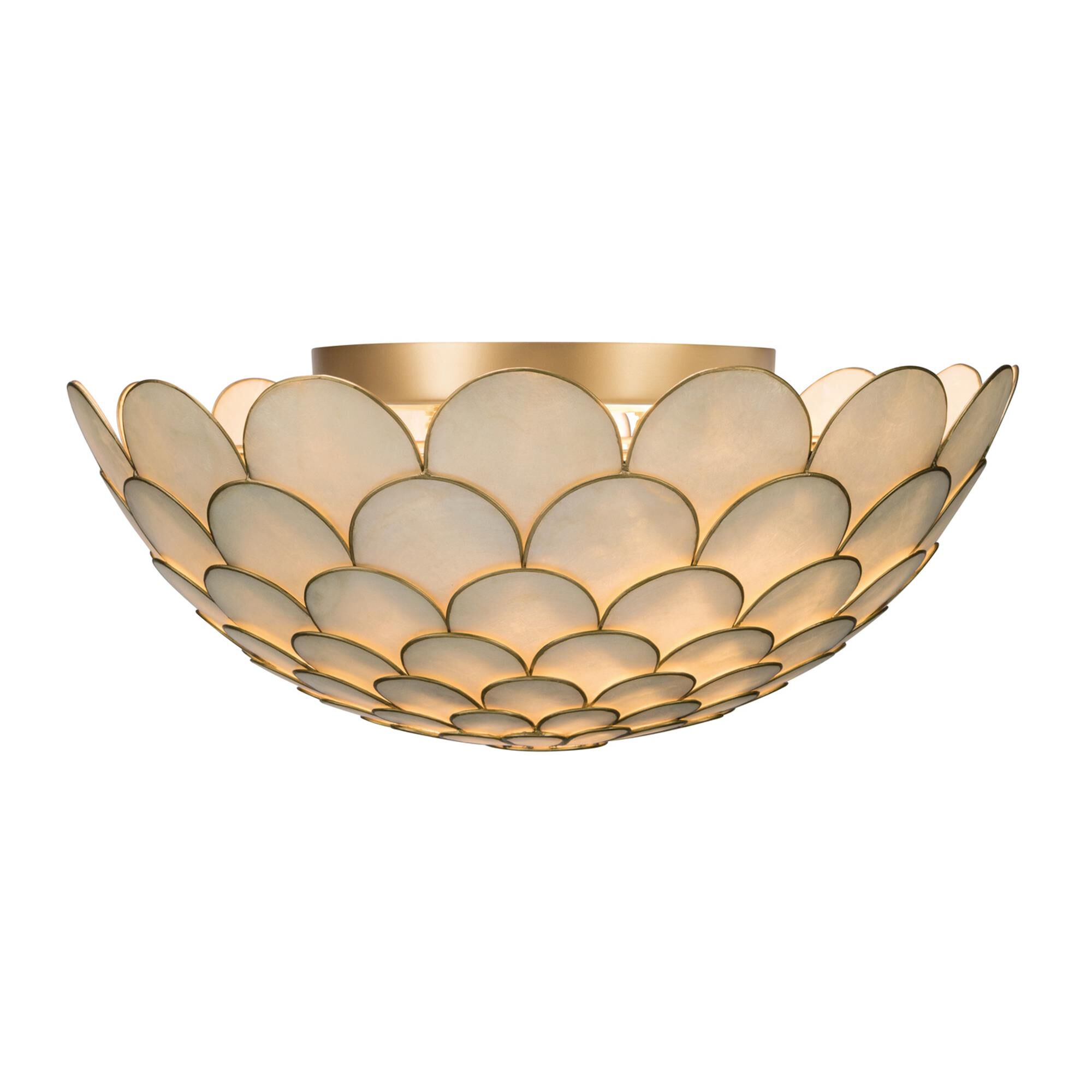 Shown in Soft Gold finish and Capiz Shell crystal
