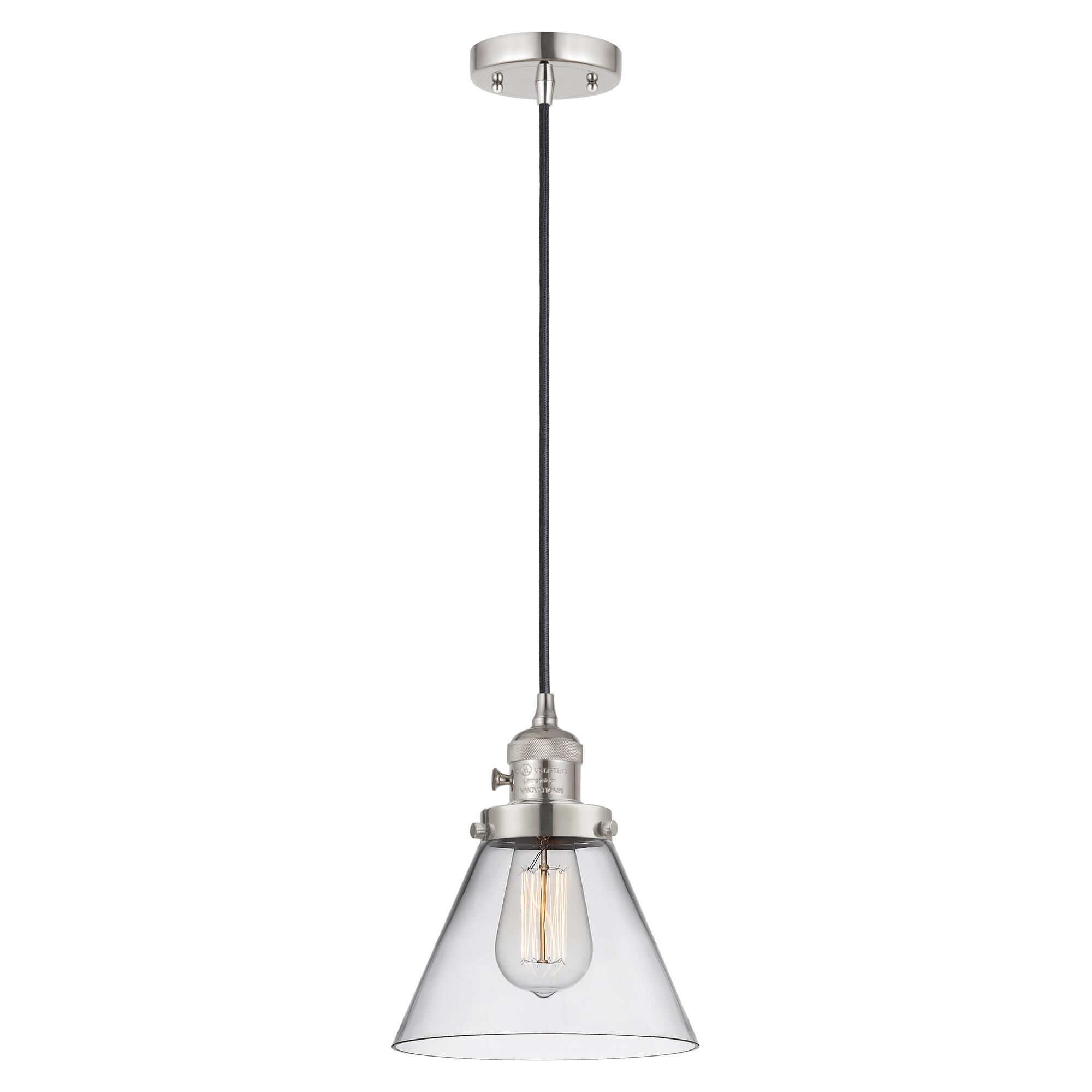 Shown in Polished Nickel finish and Clear glass