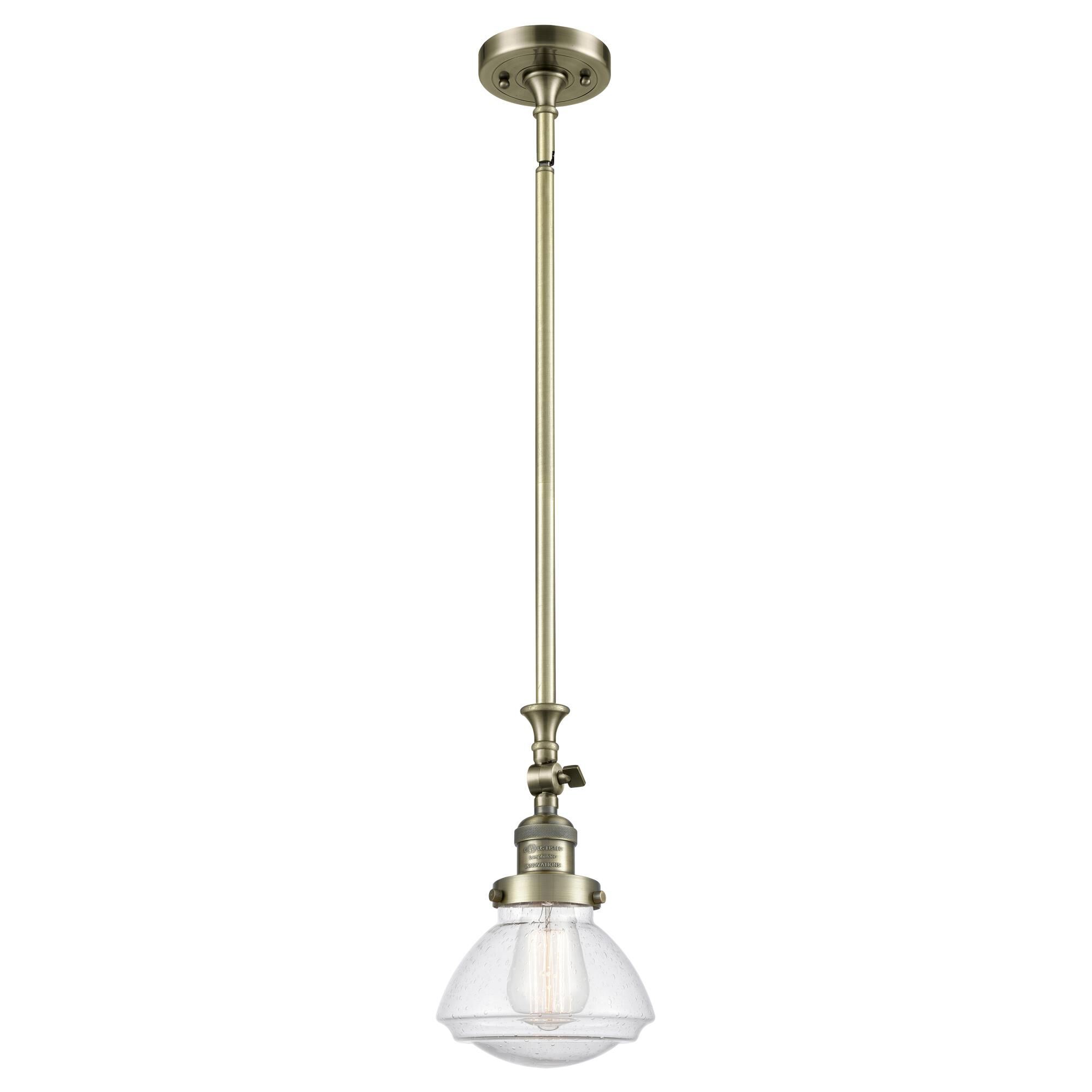 Shown in Antique Brass finish and Bell glass and Glass shade
