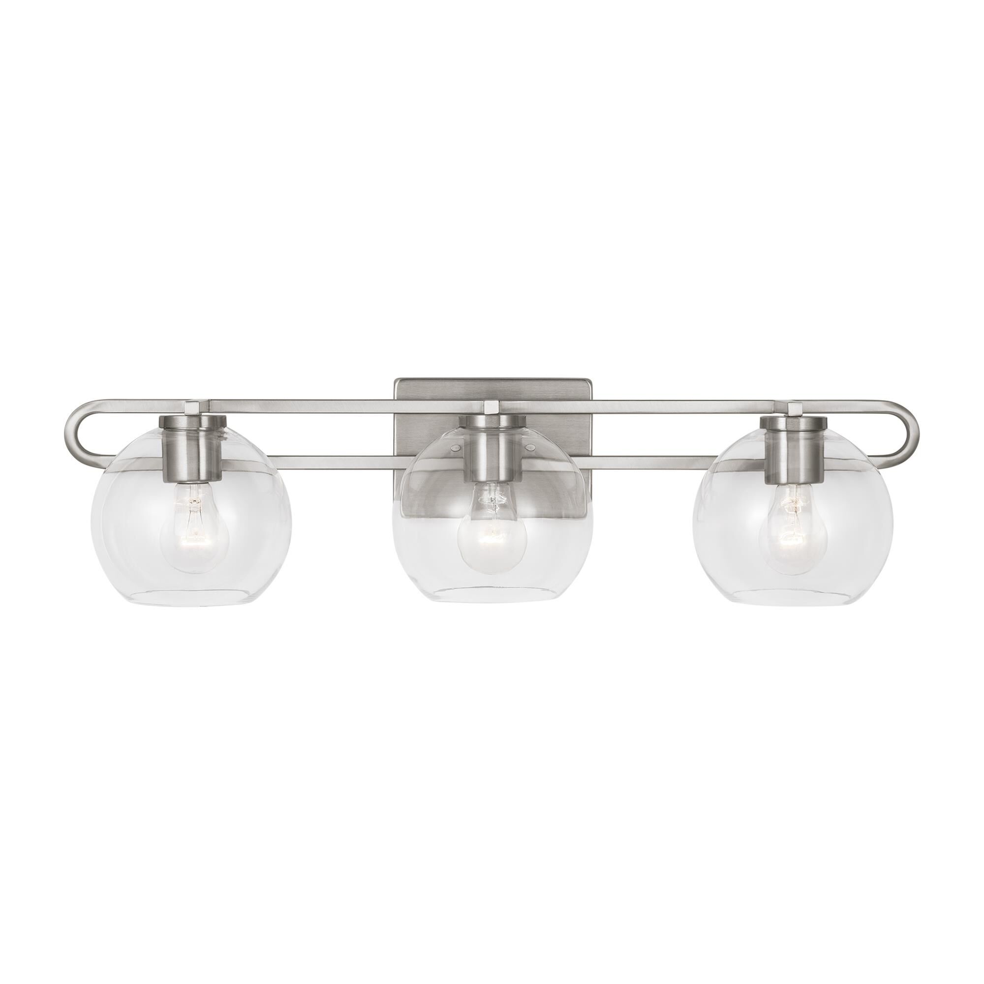 Shown in Brushed Nickel Silver finish and Clear glass and Clear Glass s shade