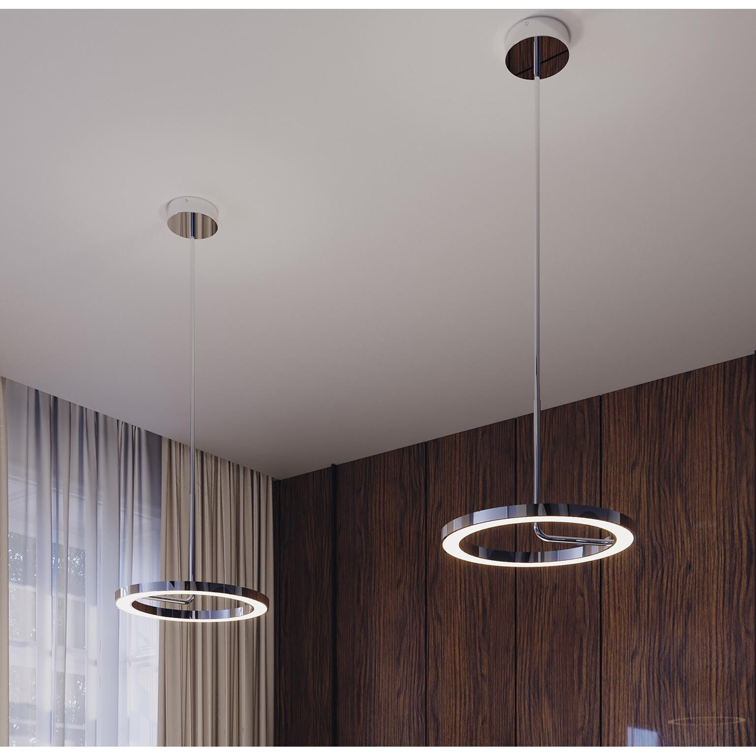 Shown in Polished Chrome finish and White glass