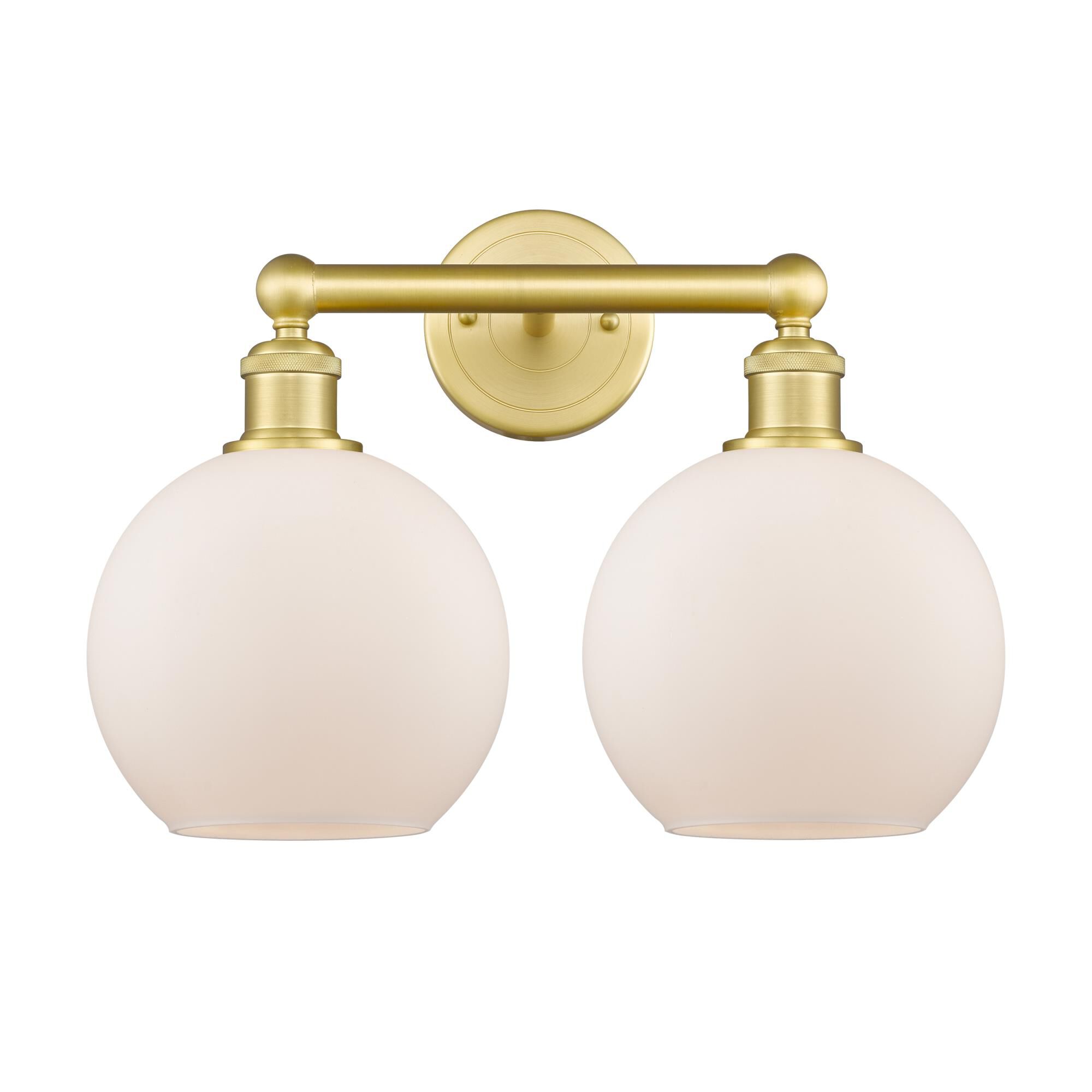 Shown in Satin Gold finish and Matte White glass