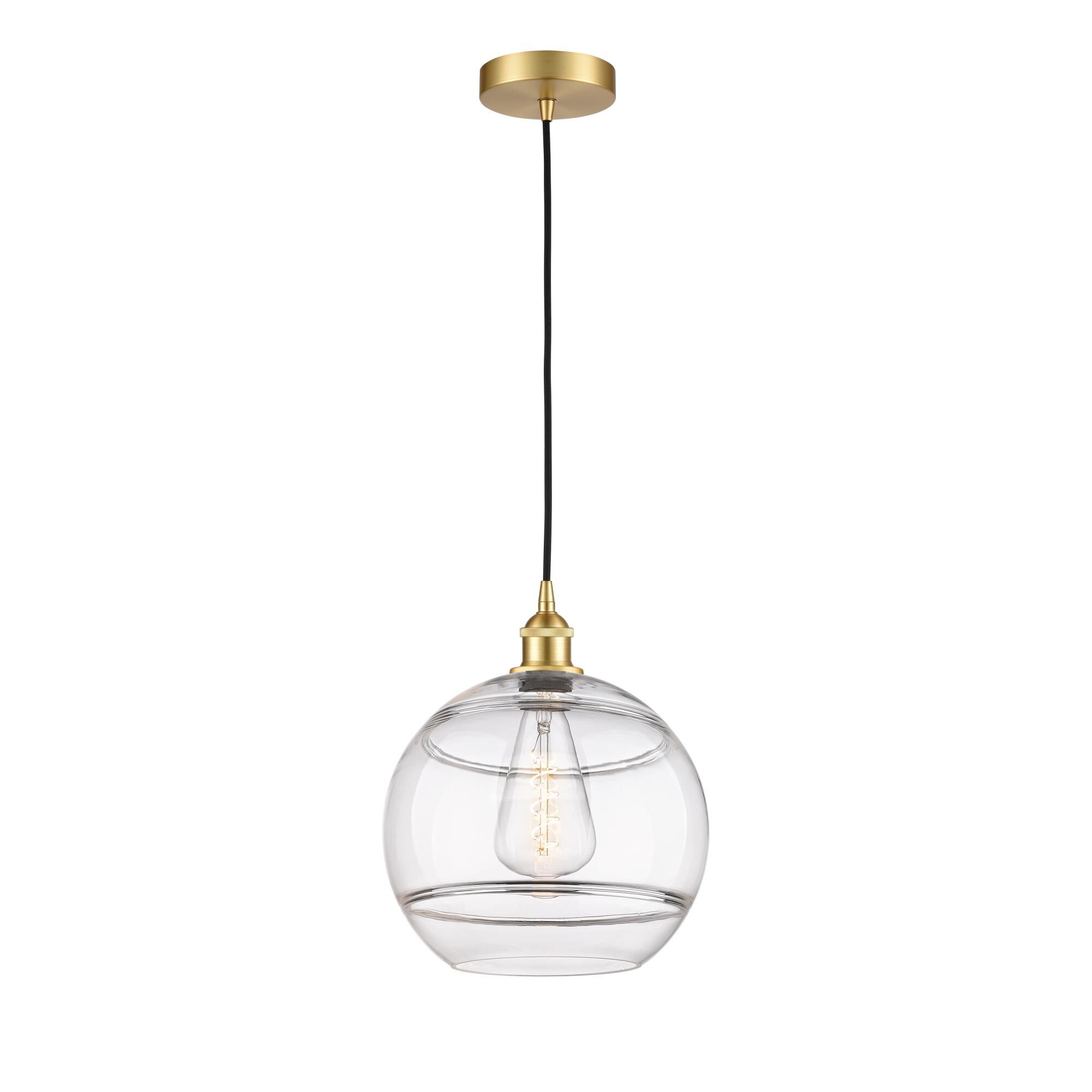 Shown in Satin Gold finish and Clear glass