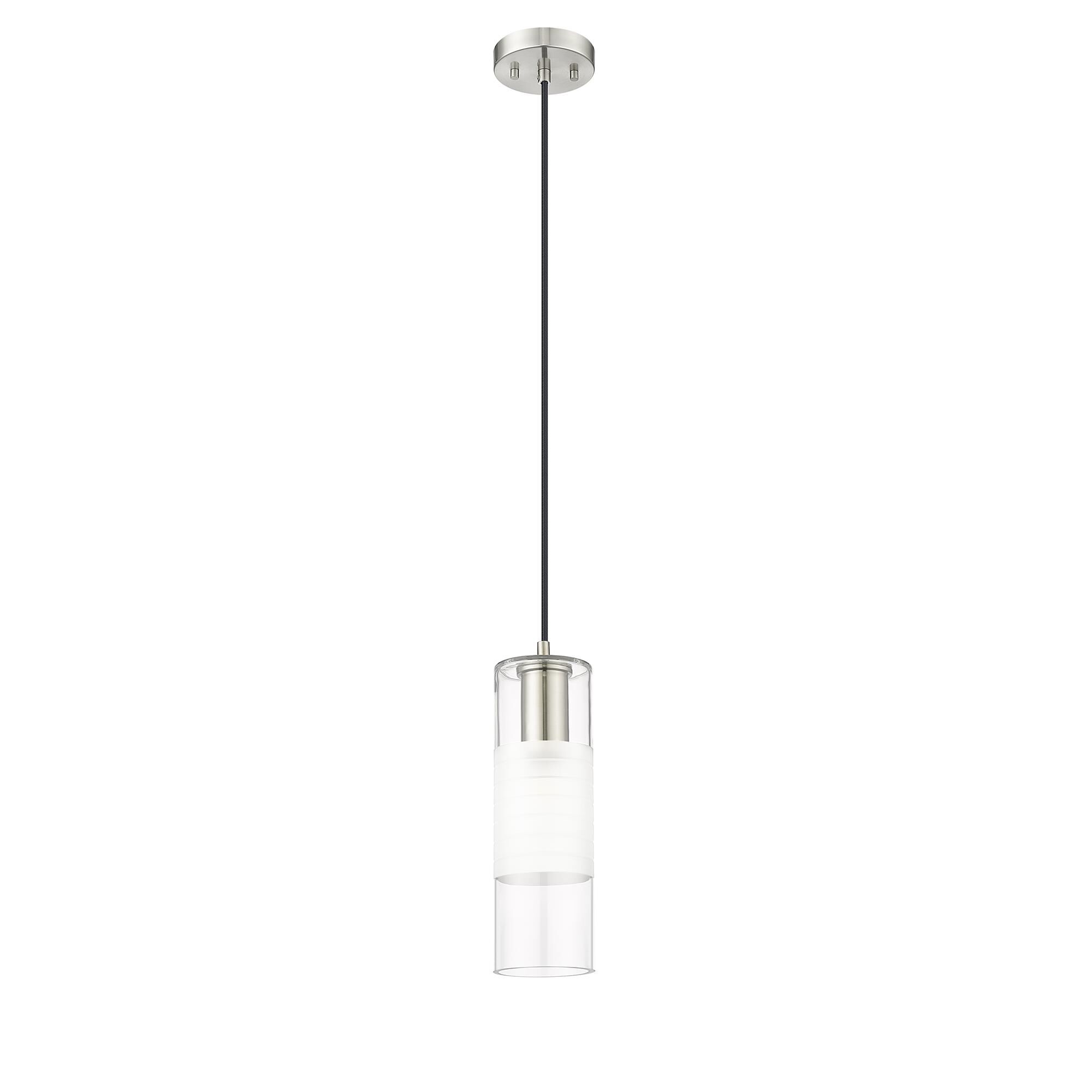Shown in Brushed Nickel finish and Clear and Frosted glass