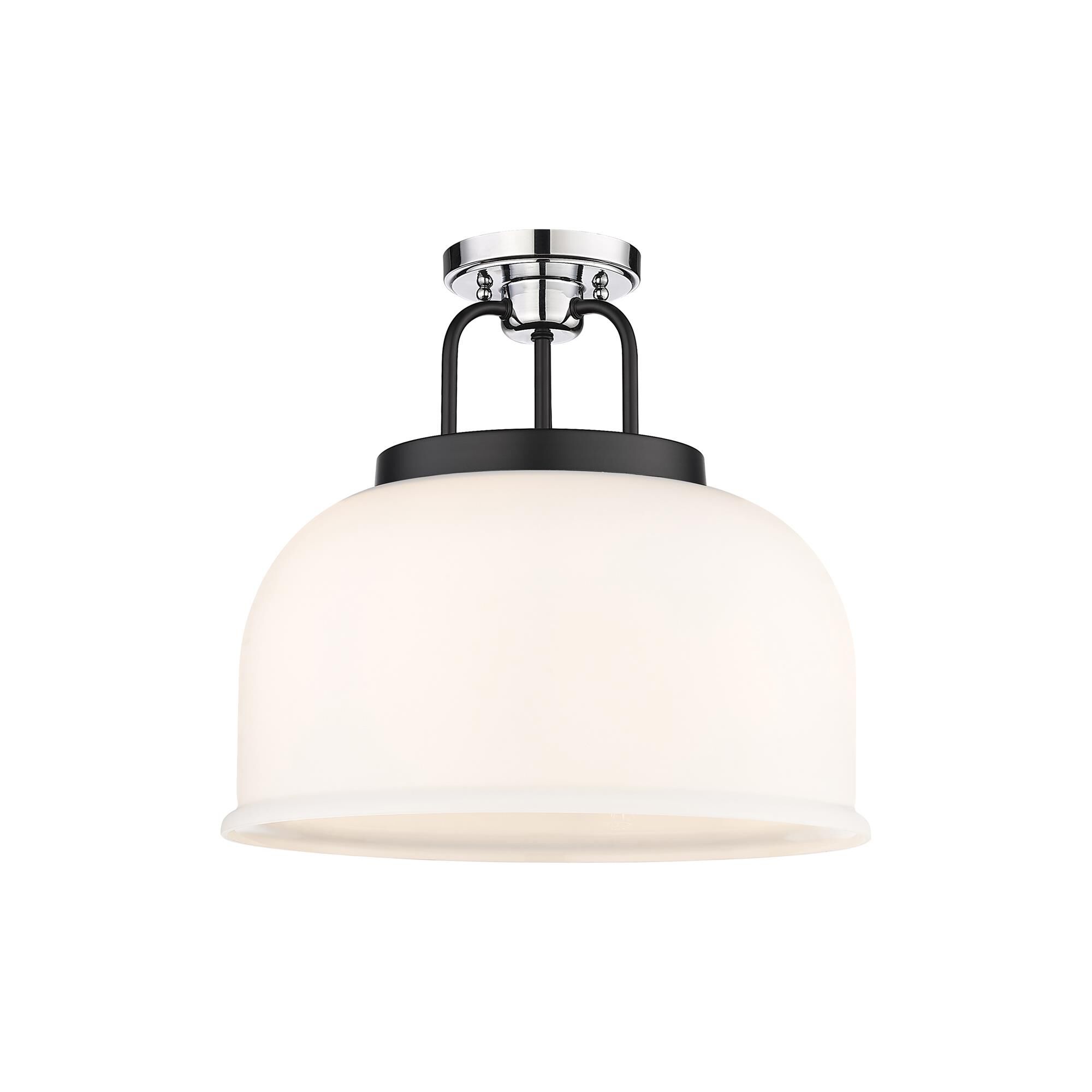 Shown in Black Polished Chrome finish and Matte White glass
