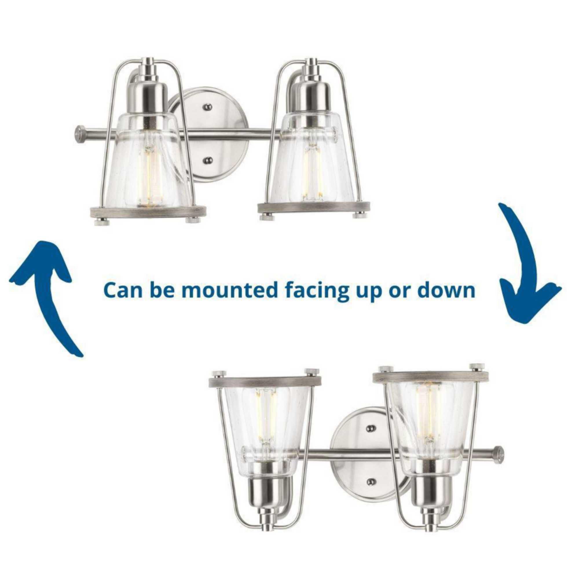 Shown in Brushed Nickel finish and Clear Seeded glass