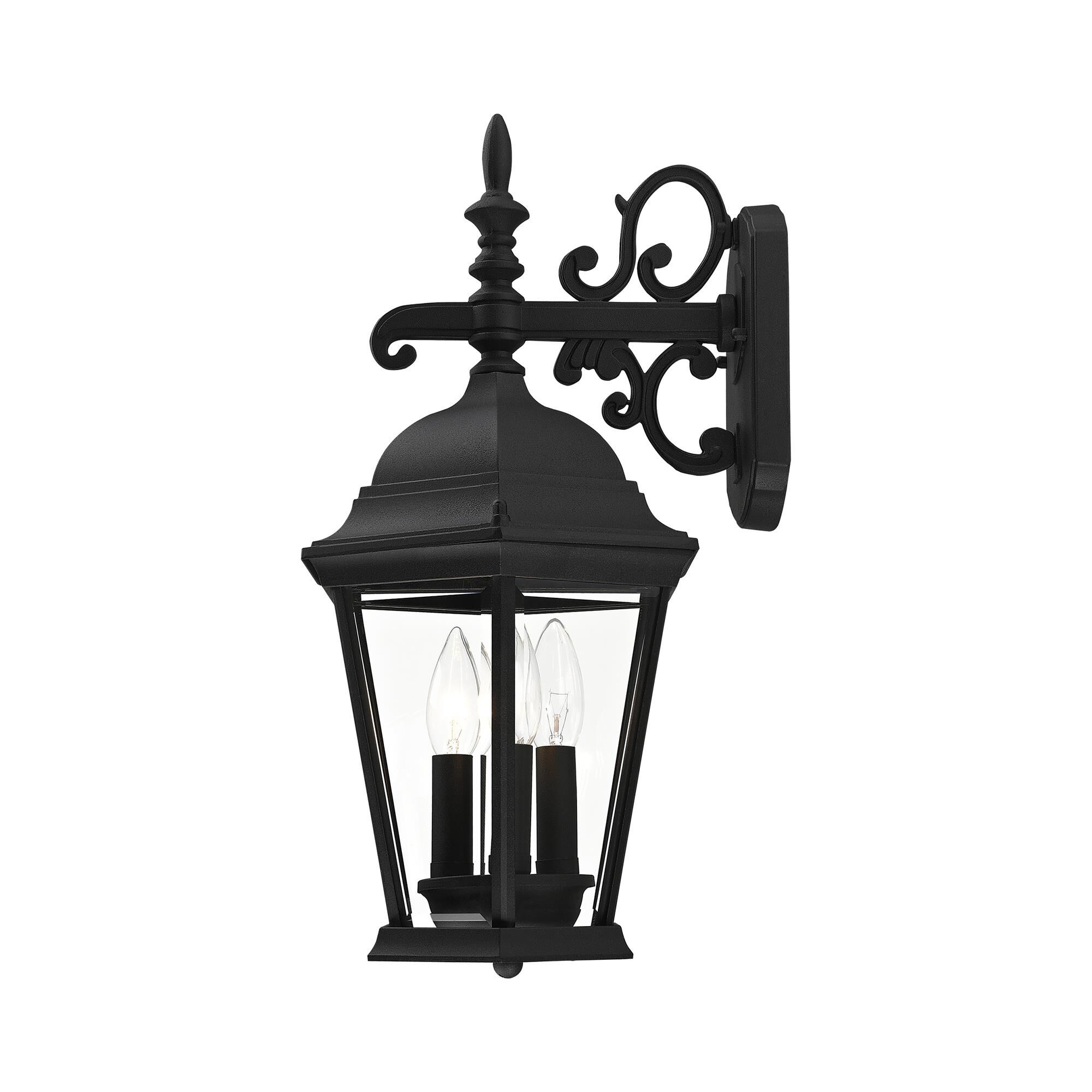 Shown in Textured Black finish and Clear Beveled glass and Clear Beveled Glass shade
