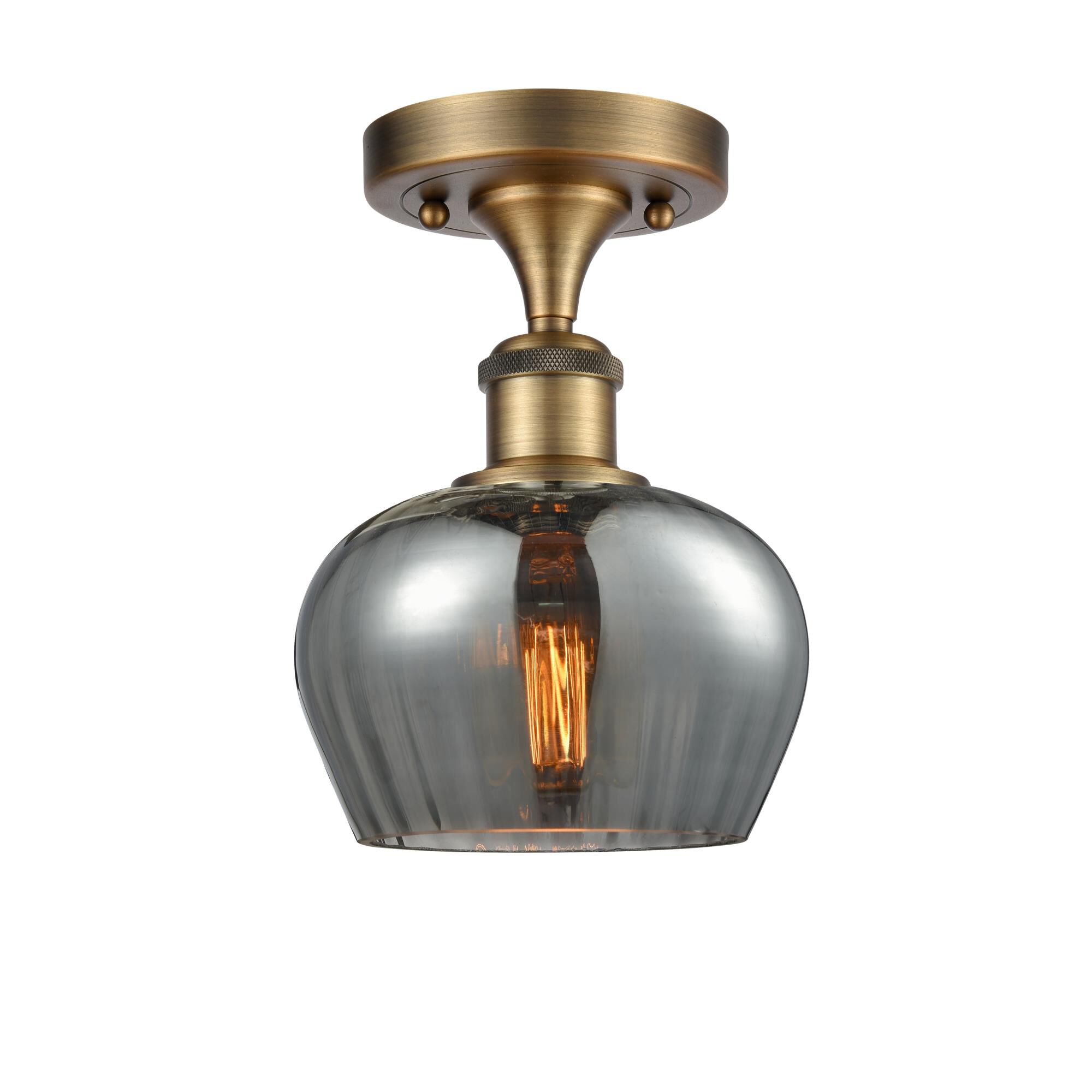 Shown in Brushed Brass finish and Bowl glass and Glass shade