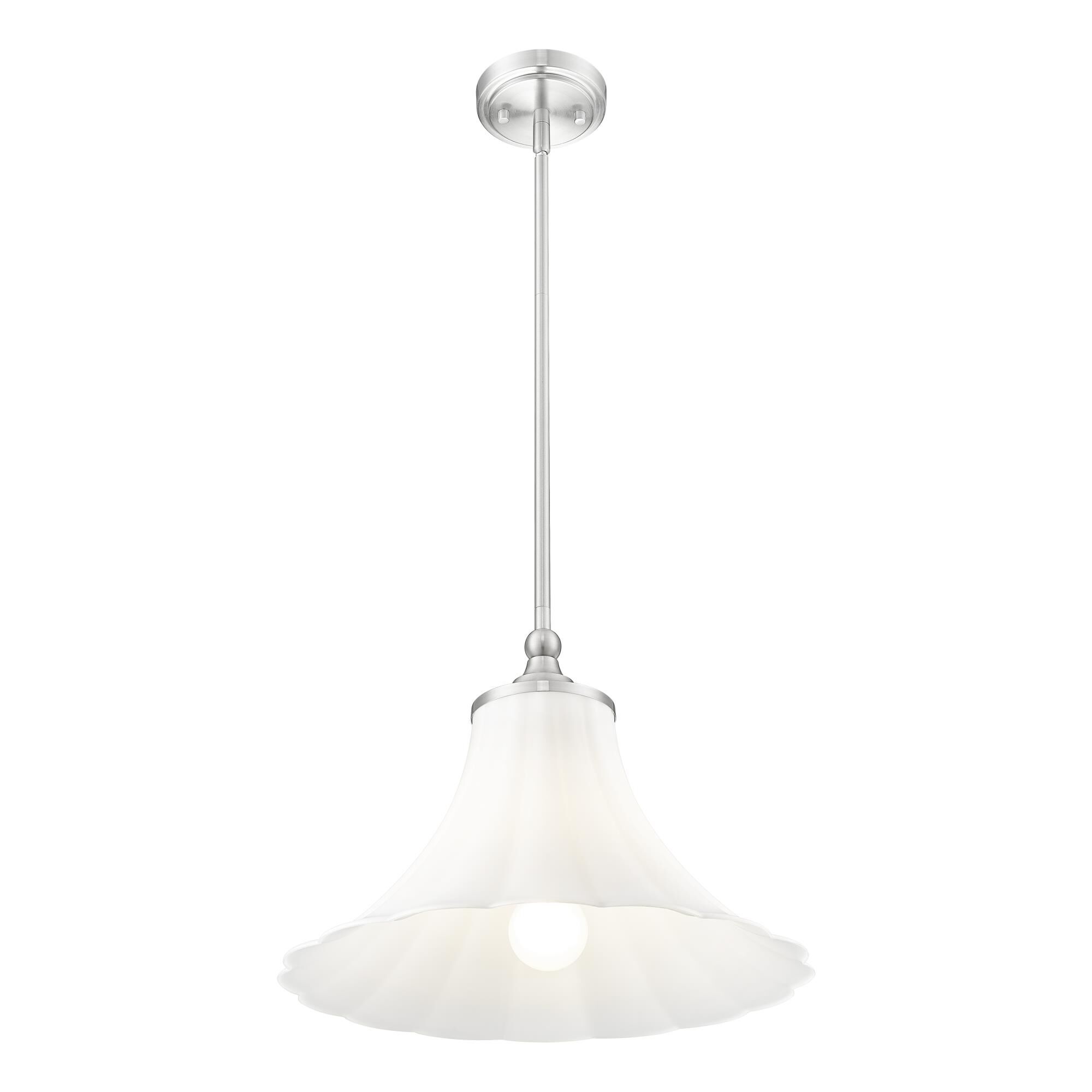 Shown in Brushed Nickel finish and Opal Etched glass